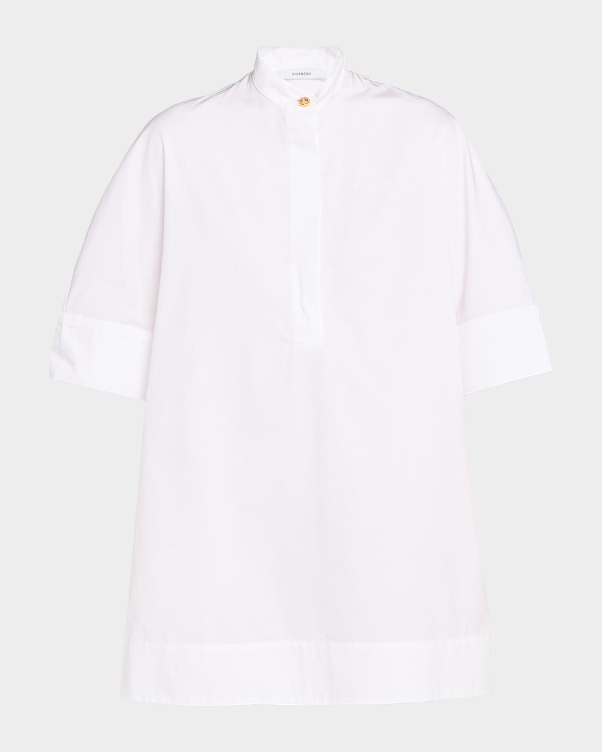 Short-Sleeve Cotton Mini Shirtdress