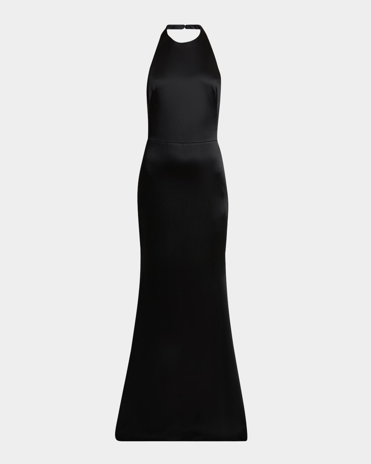 Halter Satin Backless Trumpet Gown