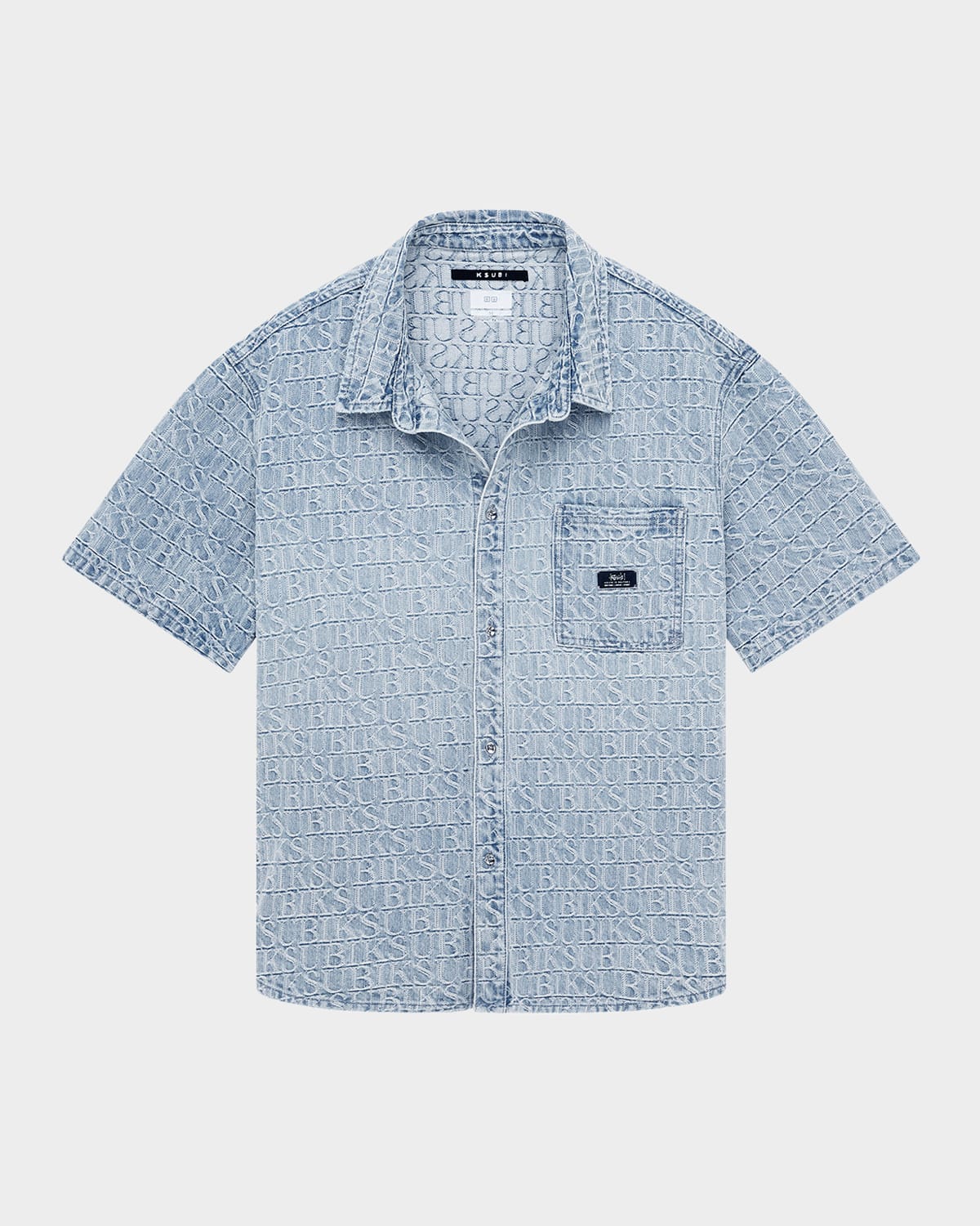 Men's Boxer Shirt Tile Denim Short-Sleeve Shirt