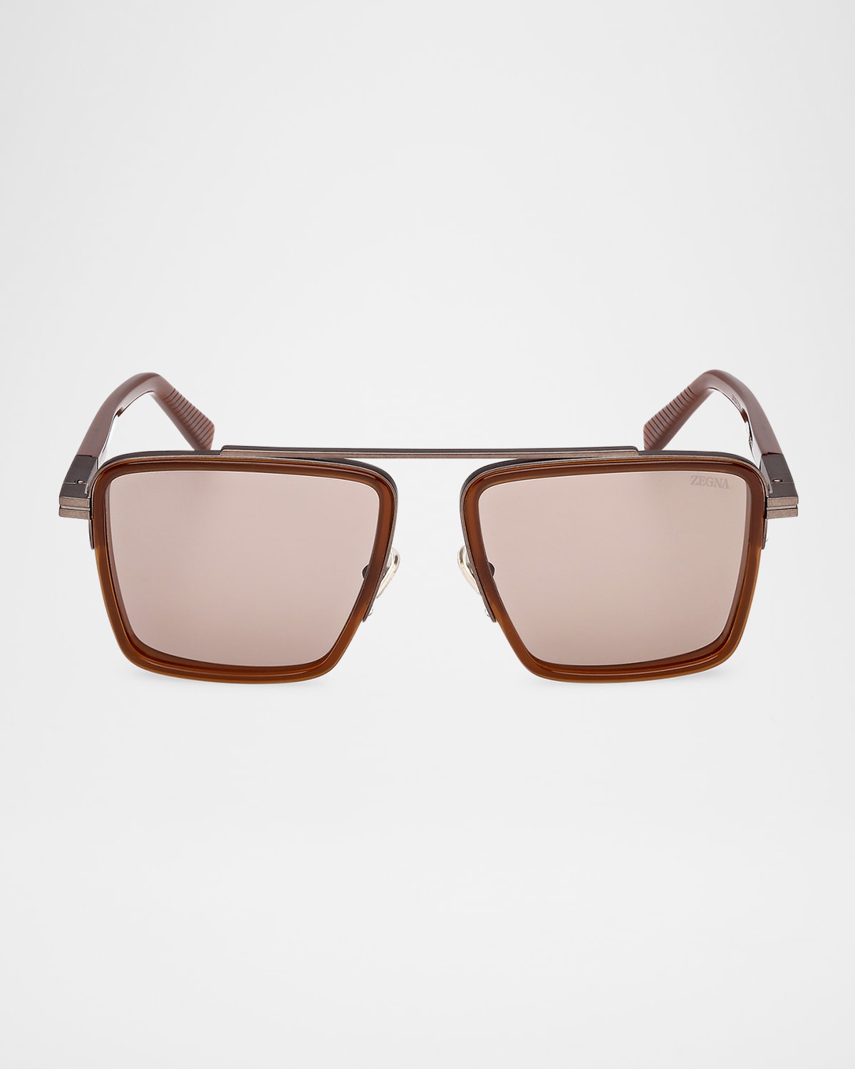 Zegna Aviator Frame Sunglasses In Brown