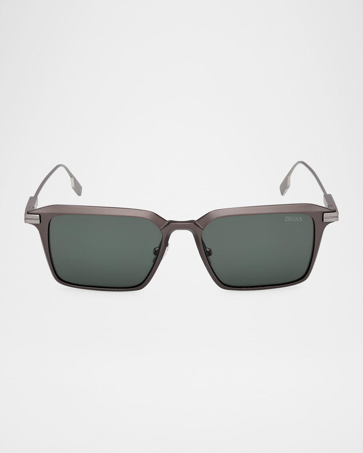 Zegna Men's Aluminum Square Sunglasses In Matte Grey Dark Grey Aniline