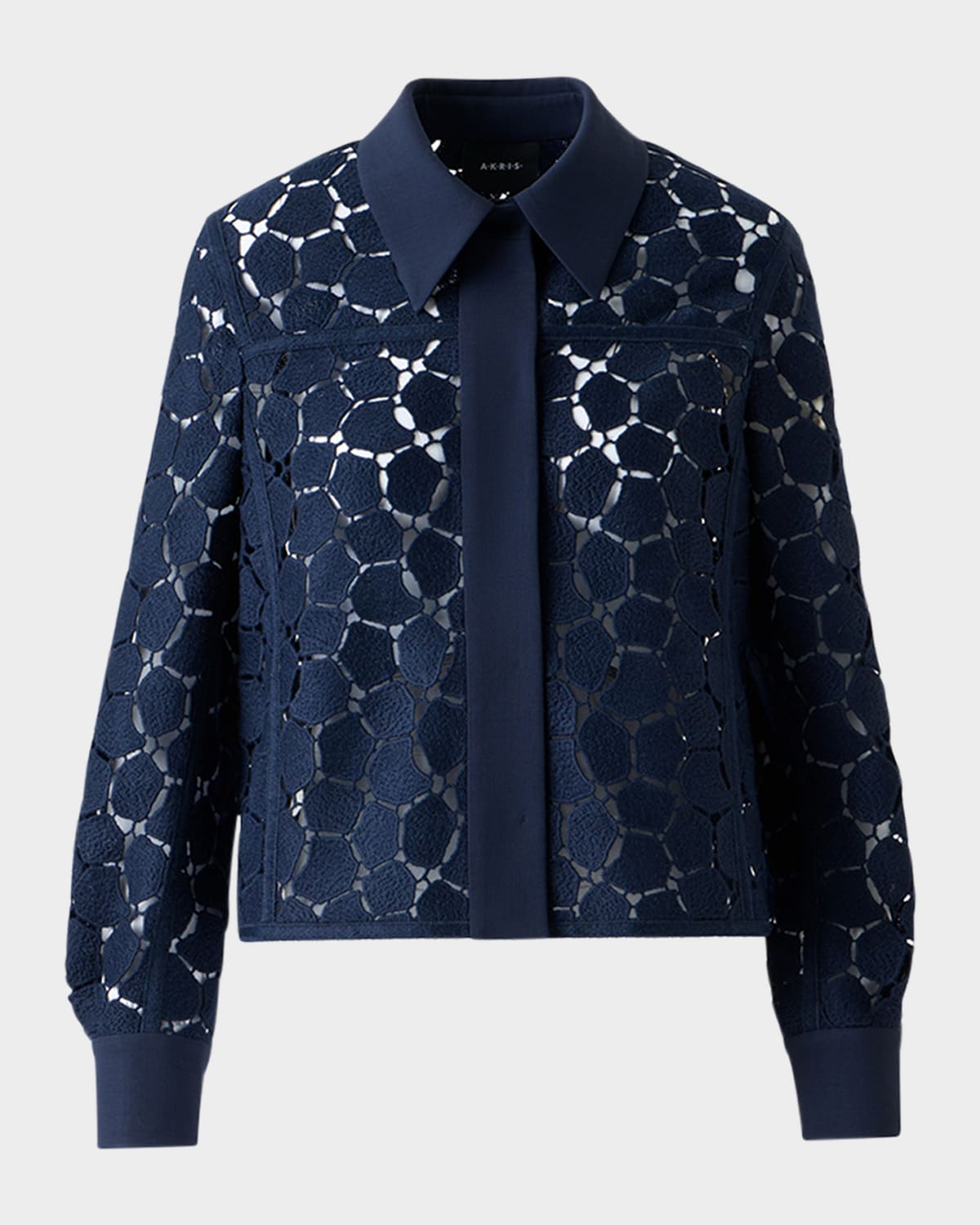Akris Talitha Broken Stones Embroidered Jacket In Blue