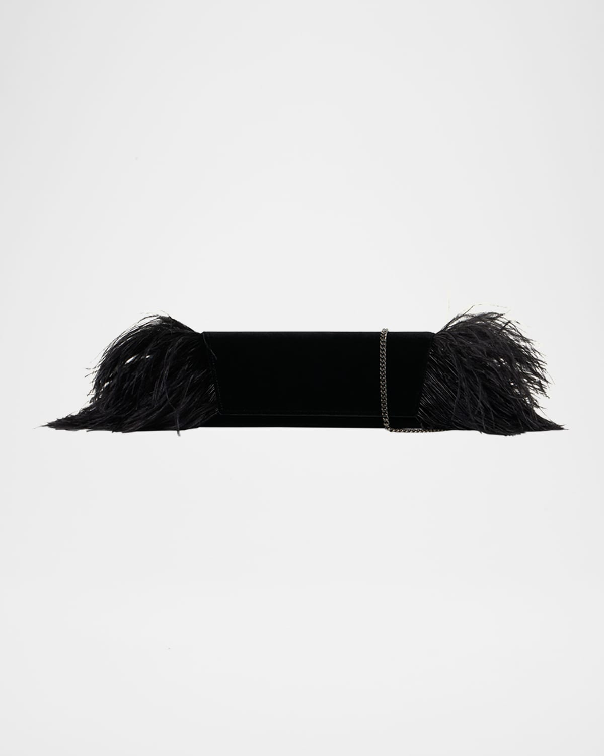 Akris Anouk Small Clutch Bag With Feather Trim In Black