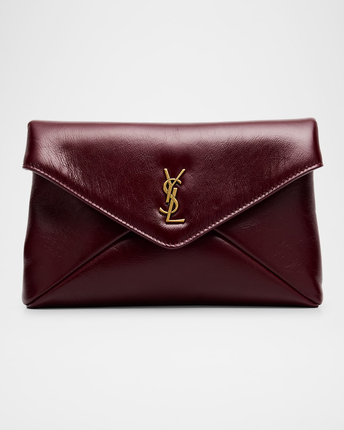 Saint Laurent Small Ysl Pouch Bag In Shiny Calfskin Leather