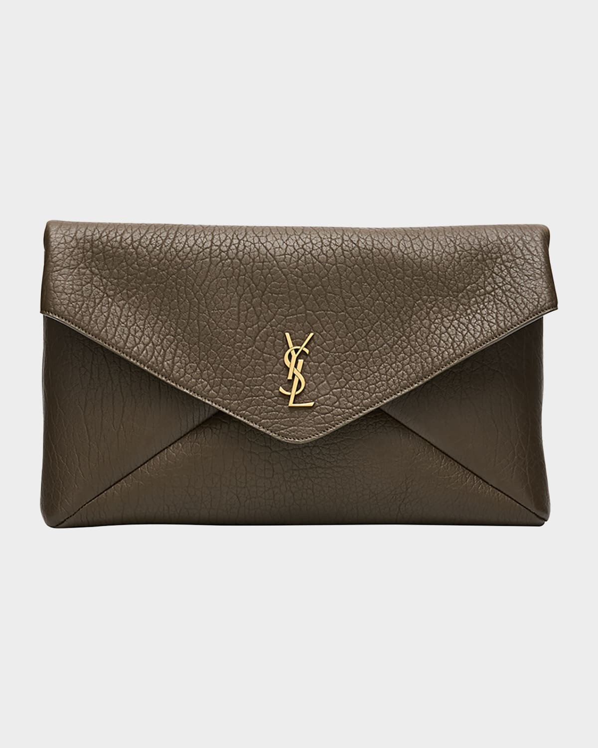 Saint Laurent Ysl Envelope Pouch Bag In Grained Leather In Black