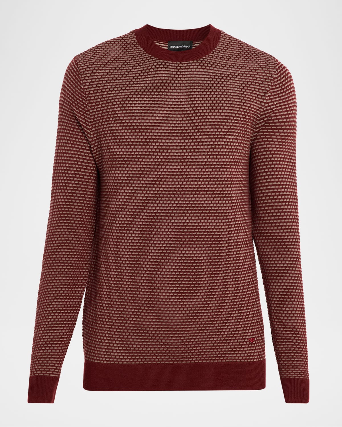 Emporio Armani Men's Wool Knit Jacquard Crewneck Sweater In Red