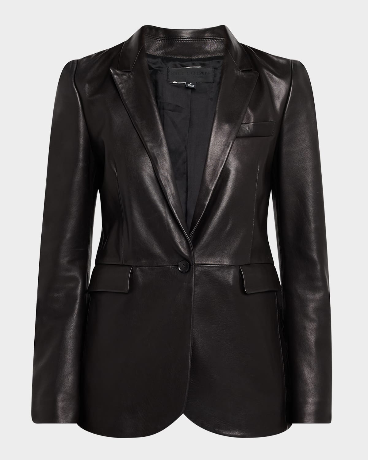 Nili Lotan Belmonde Leather Single-breasted Jacket In Black