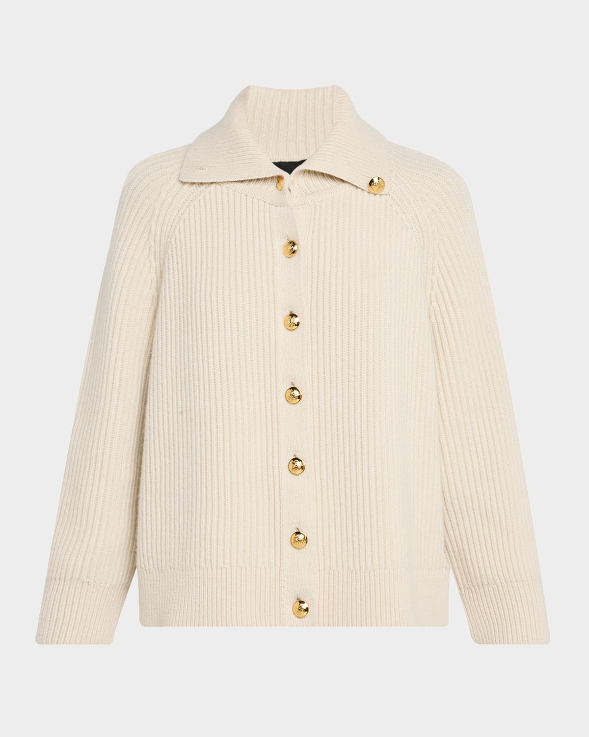 Nili Lotan Deryl Wool Rib Cardigan Jacket In White