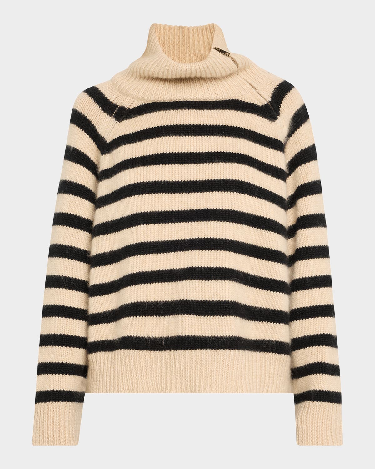 Nili Lotan Raelyn Striped Zip Turtleneck Cashmere Sweater In Multi