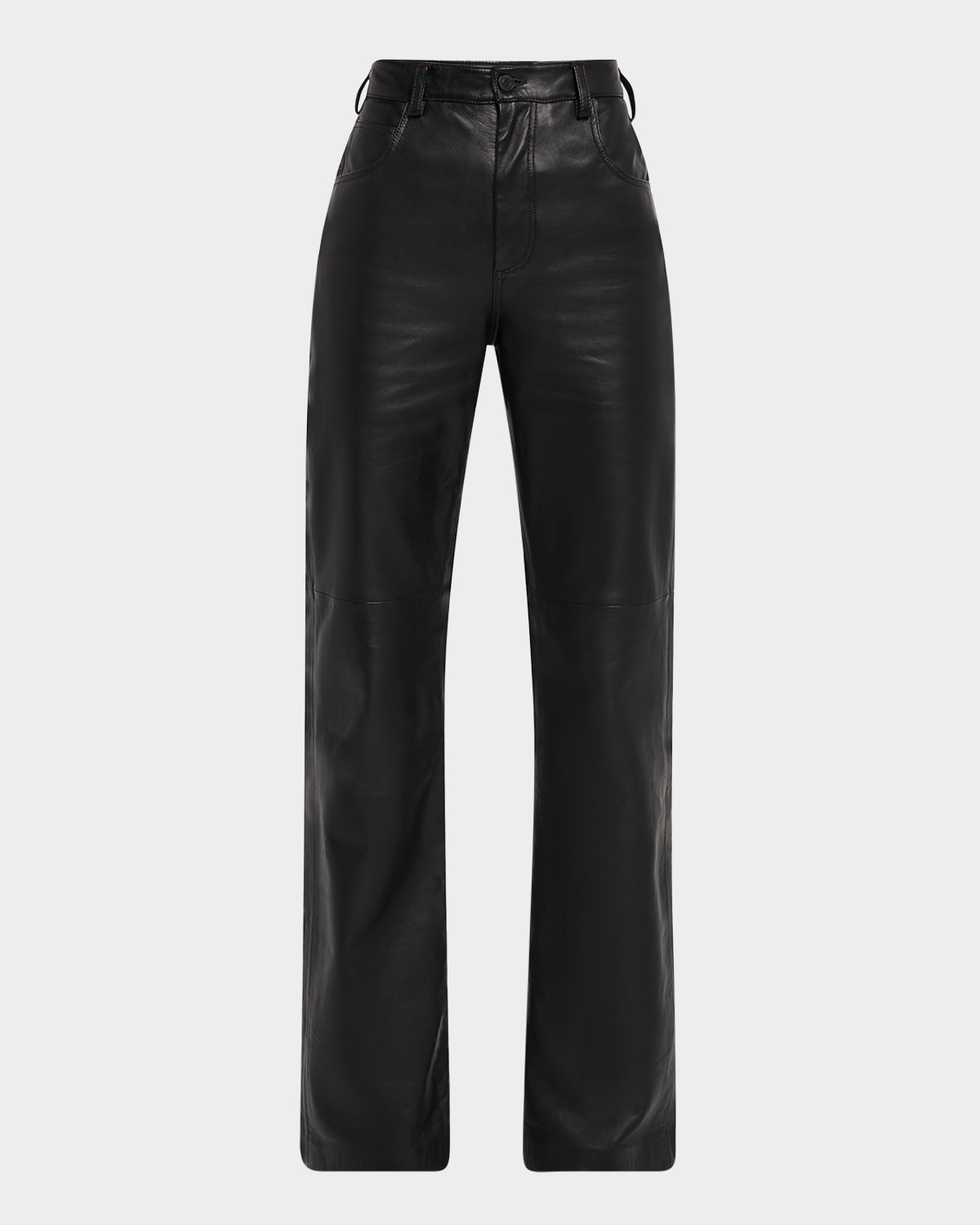 Nili Lotan Joan Leather Straight-leg Pants In Black