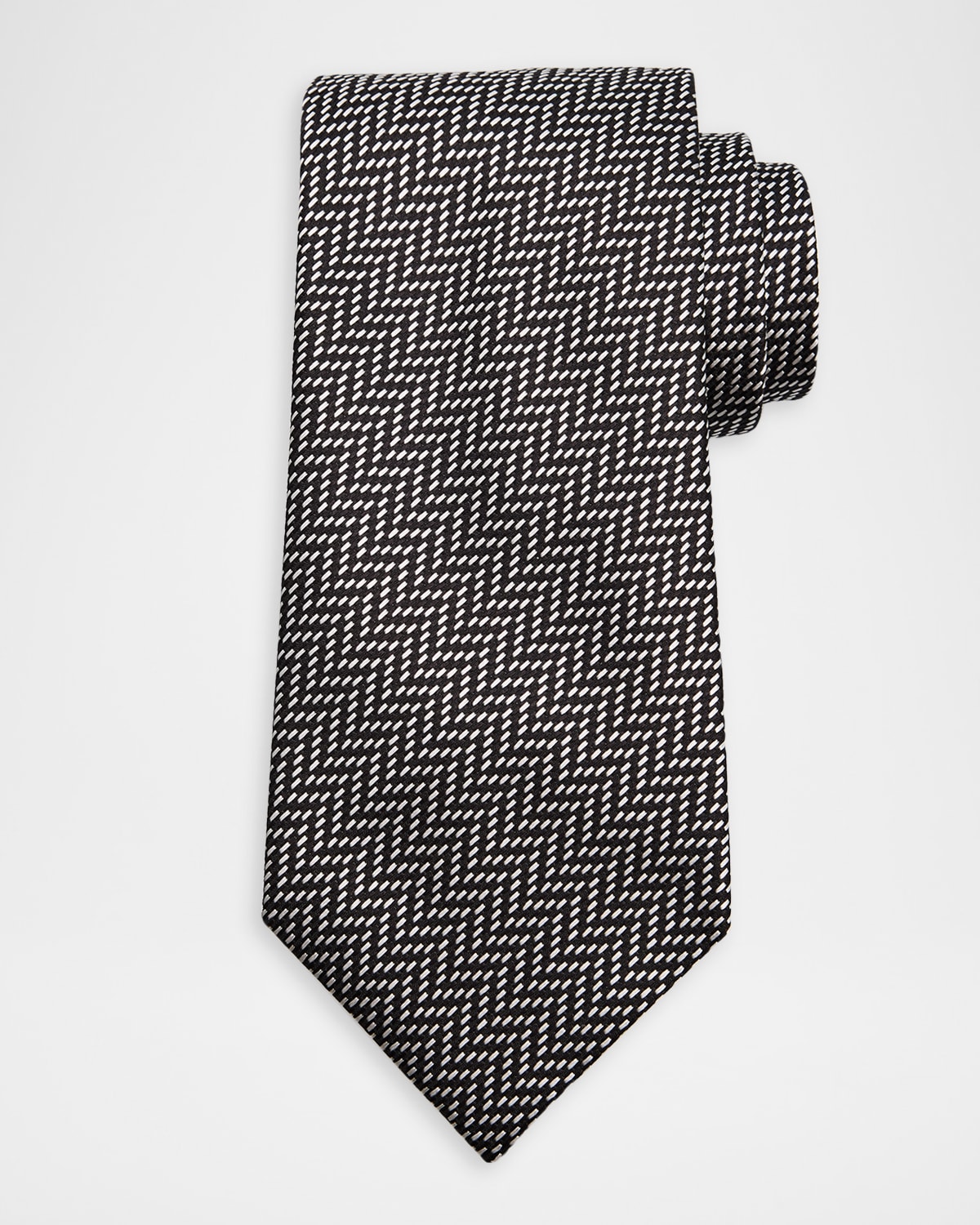 Men's Irregular Stairstep Herringbone Silk Tie