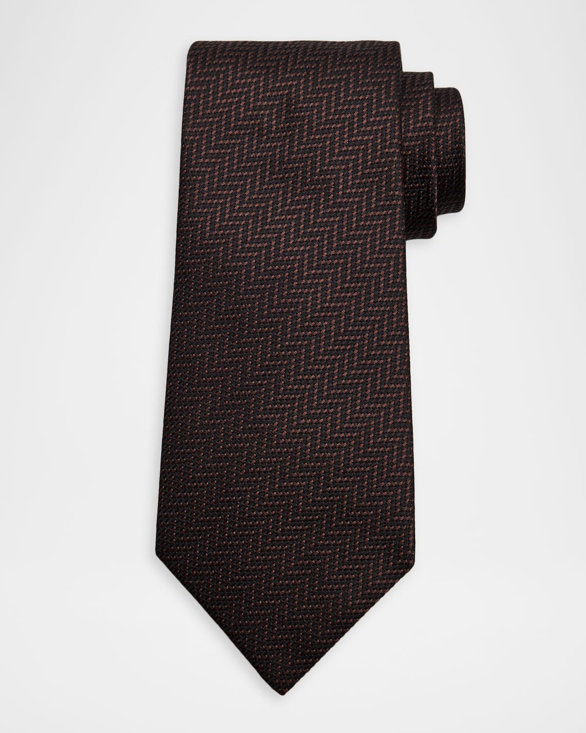 Men's Irregular Stairstep Herringbone Silk Tie