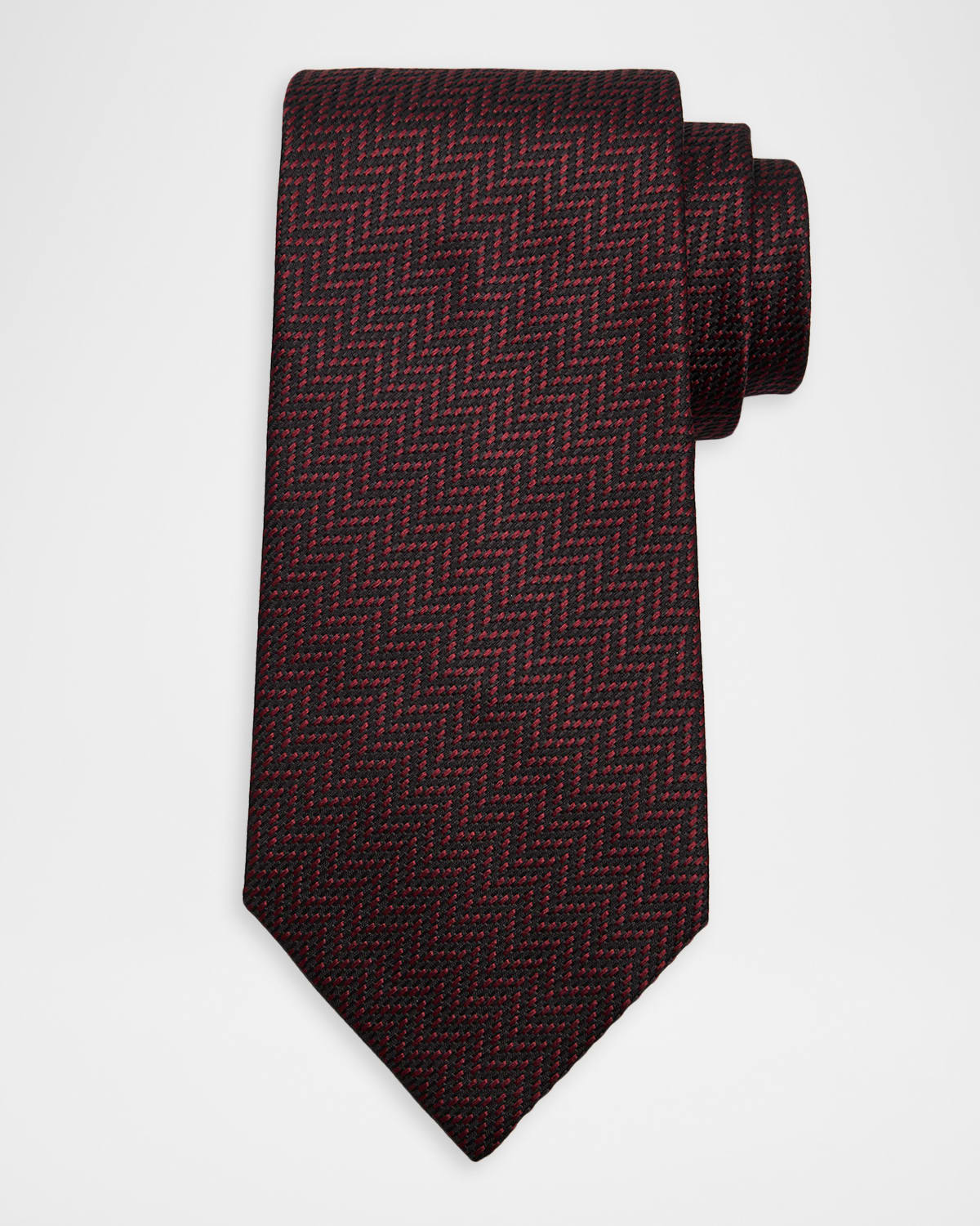 Men's Irregular Stairstep Herringbone Silk Tie