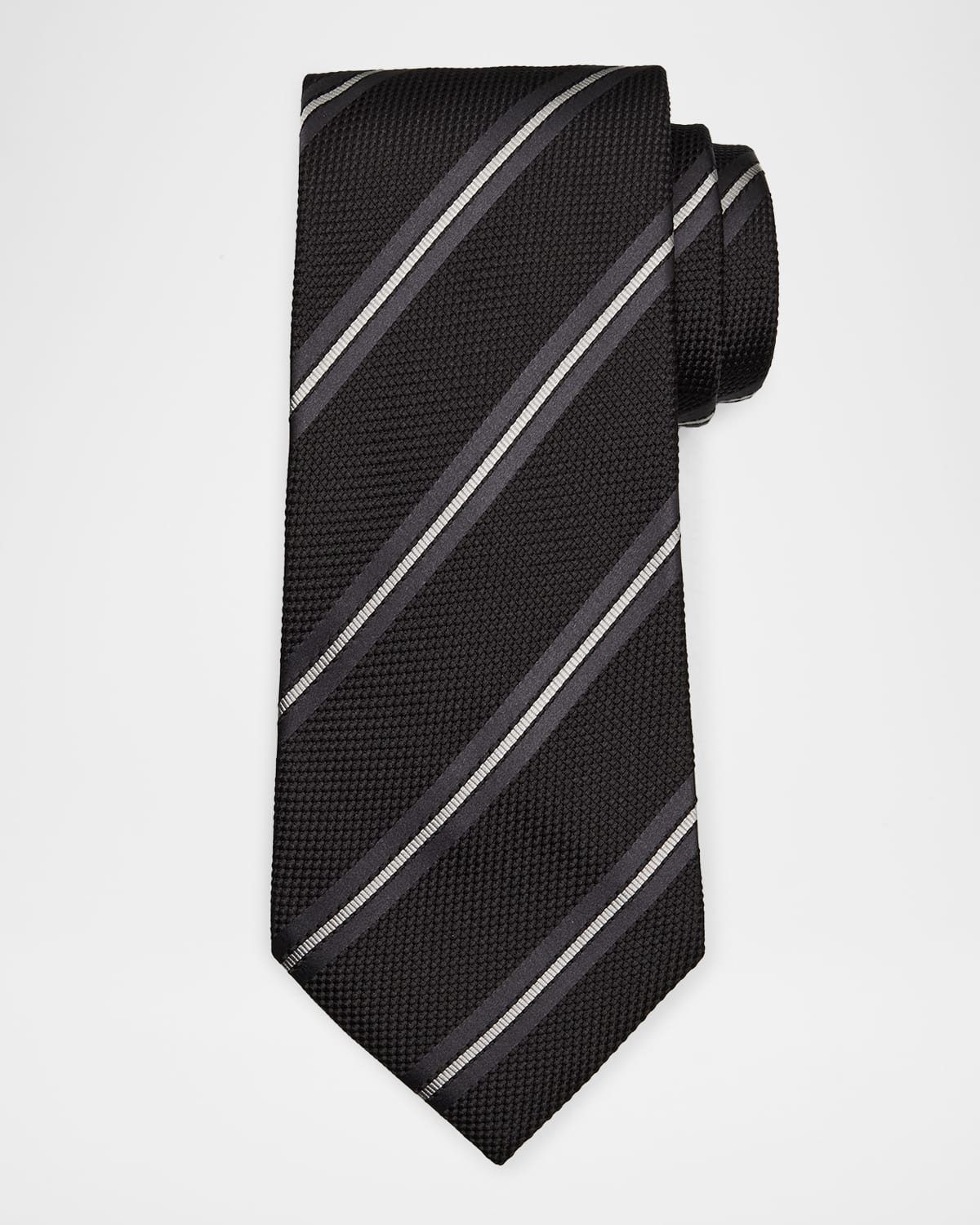 Men's Two-Tone Regimental Diagonal Stripe Silk Tie