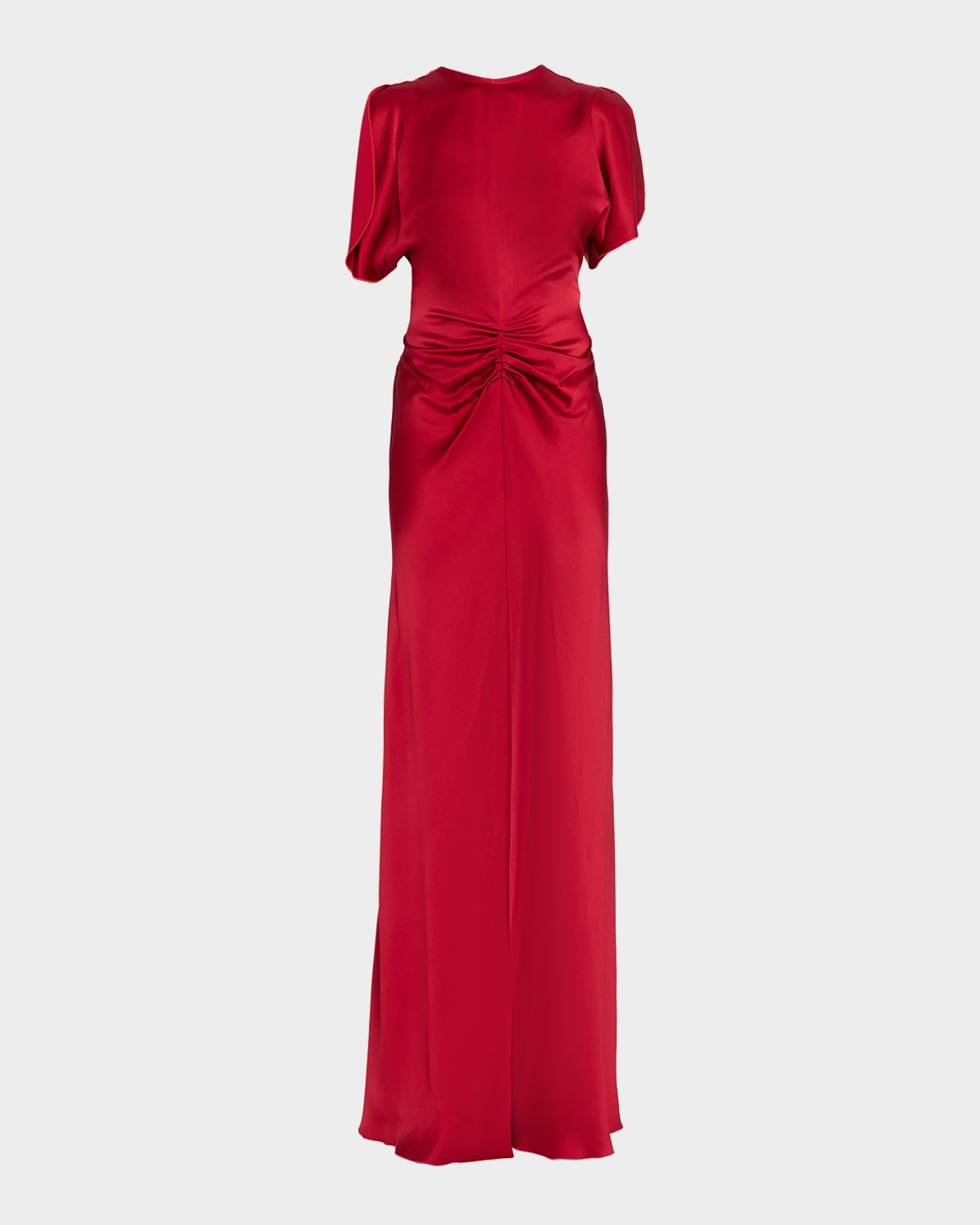 Victoria Beckham Gathered Waist Satin Gown In Pink