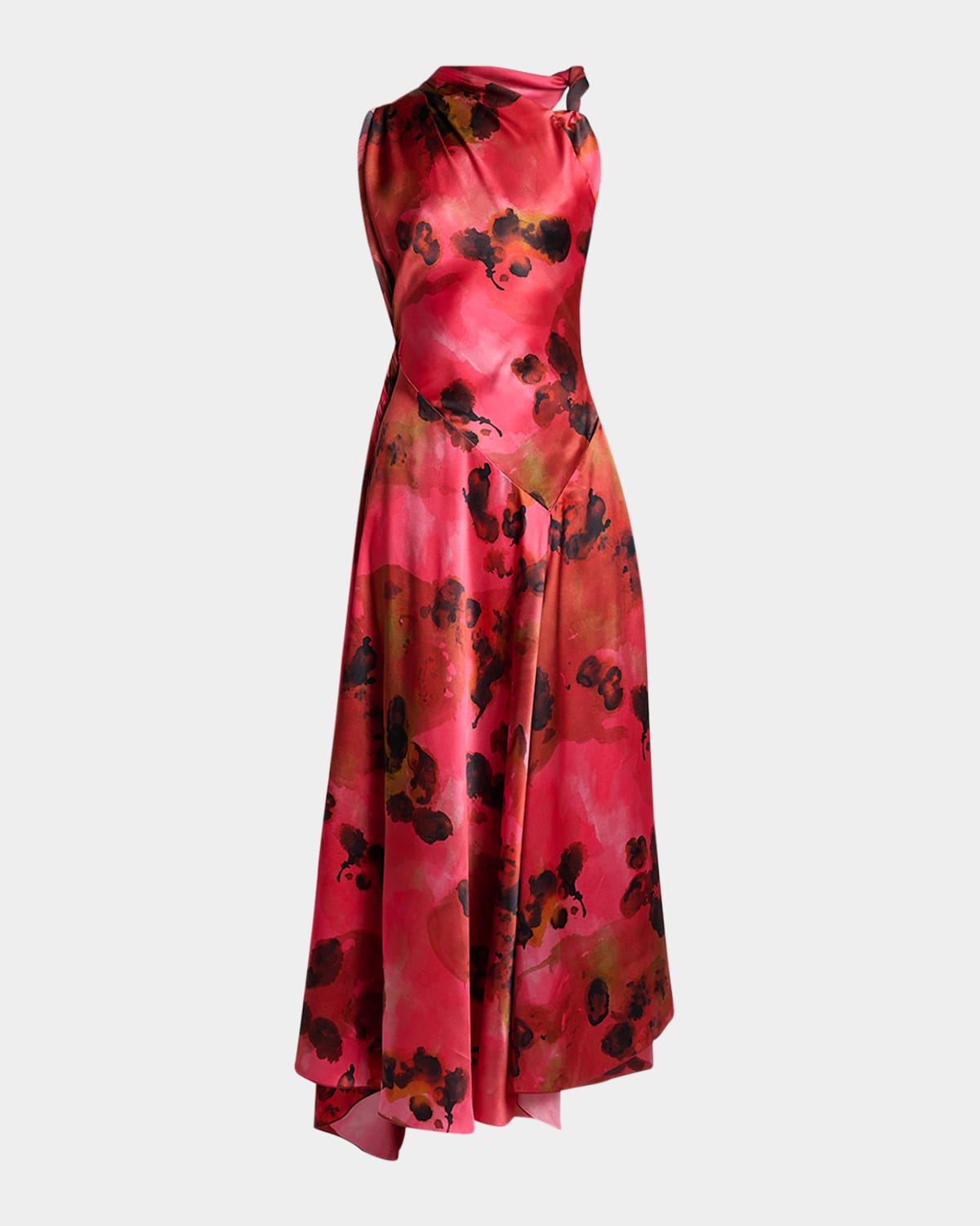 Victoria Beckham Womens Raspberry Draped Sleeveless Silk Midi Dress In Pink