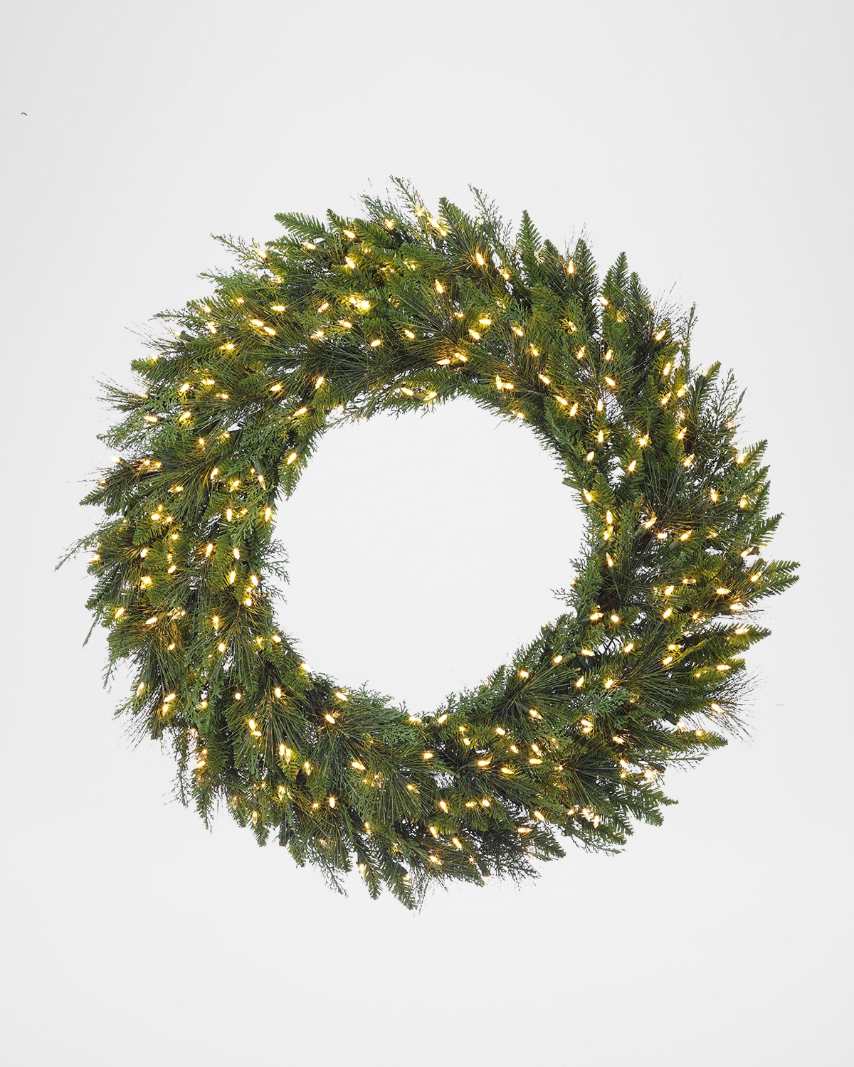 Winward Home Deluxe Mixed Pine Pre-lit Wreath, 36" Round In Green