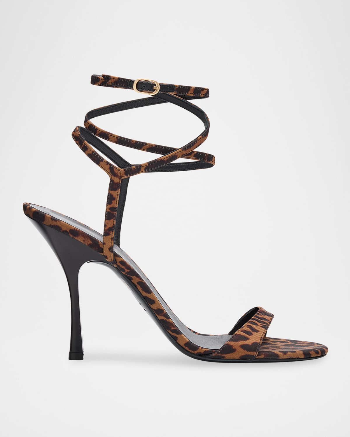 Stuart Weitzman Nudist Leopard-print Stiletto Wrap Sandals In Multi