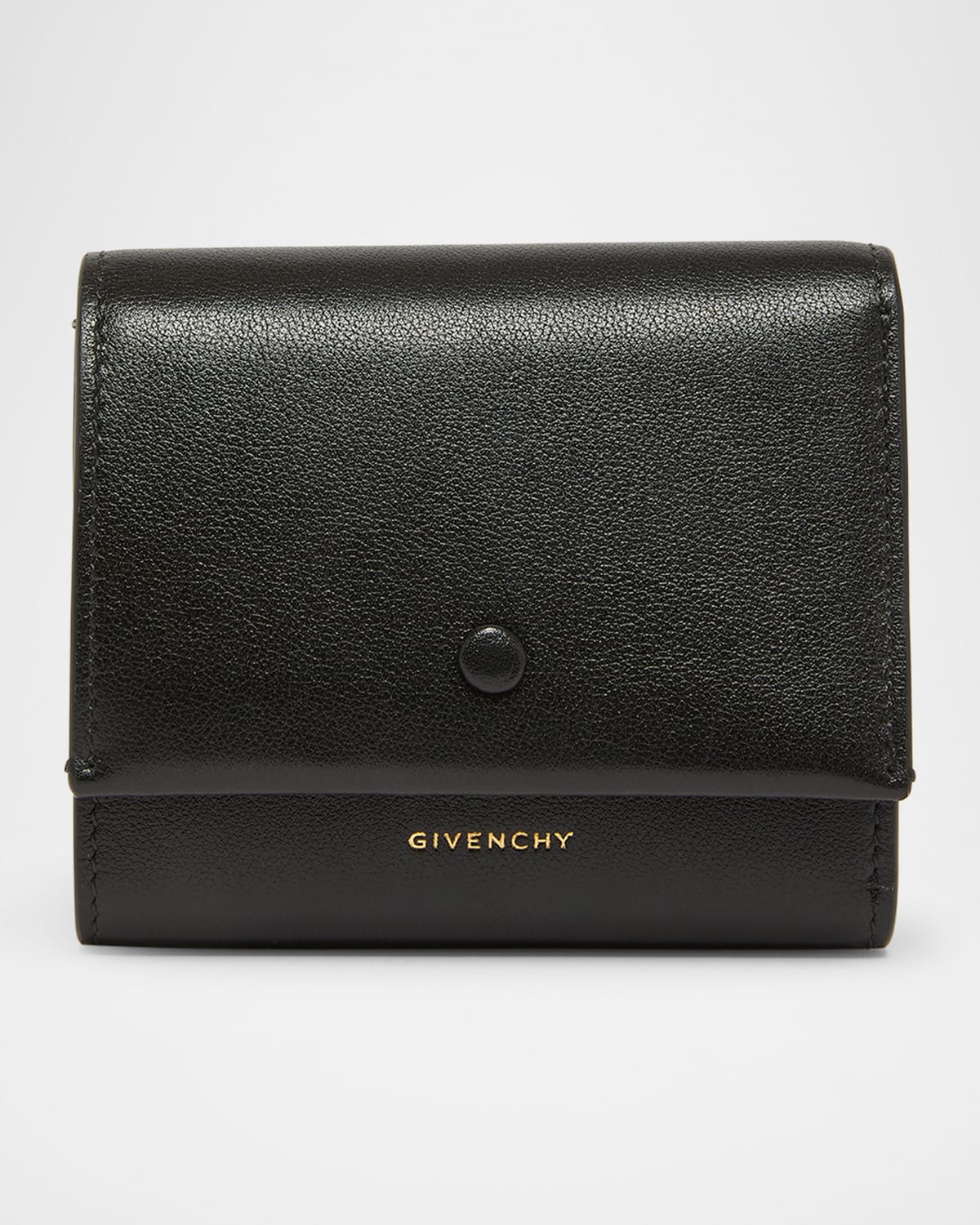 Givenchy Day Trifold Snap Wallet In Shiny Leather In Black