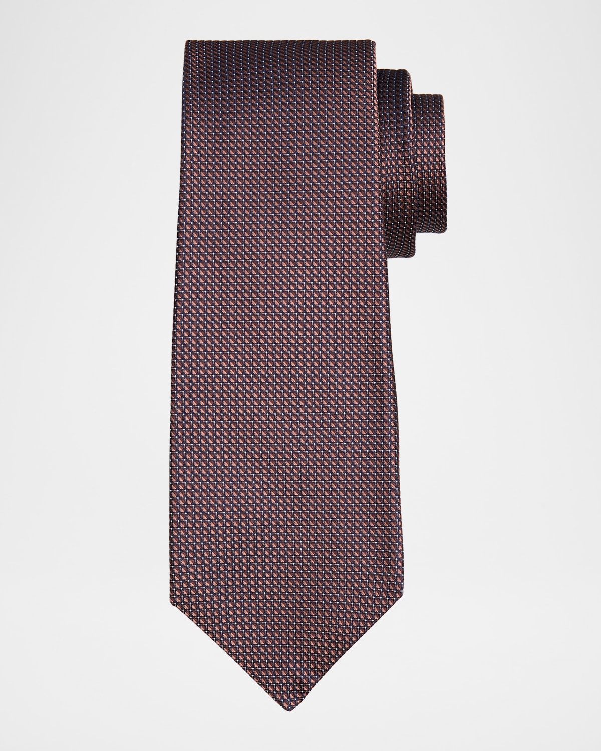 Kiton Men's Silk Geometric Jacquard Seven-fold Tie In Brown