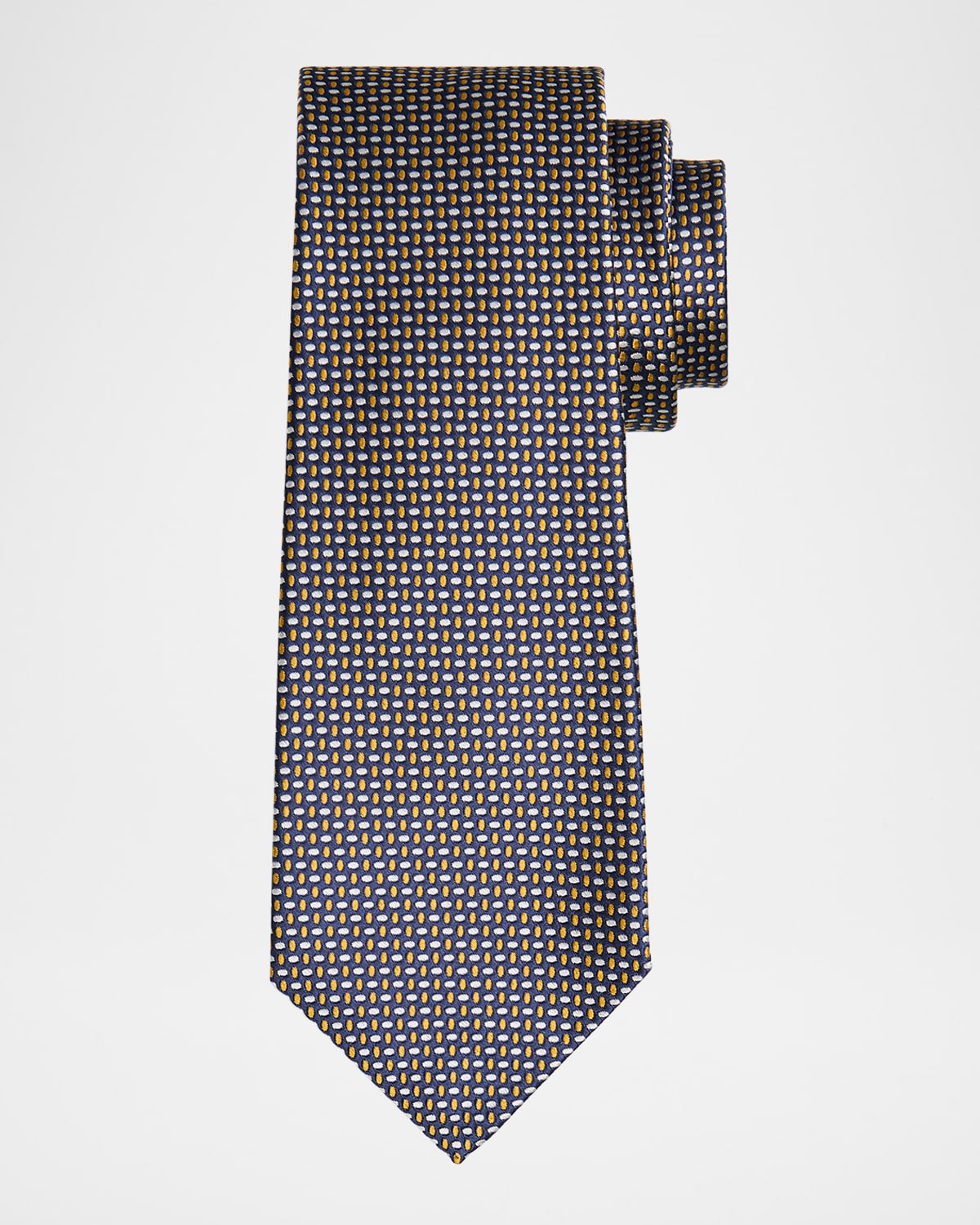 Kiton Men's Silk Woven Ovals Seven-fold Tie In Gold