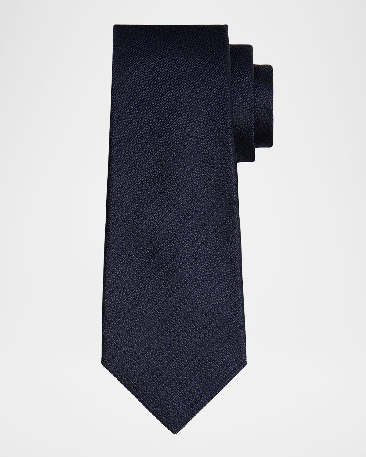 Kiton Men's Silk Tonal Jacquard Seven-fold Tie In Navy