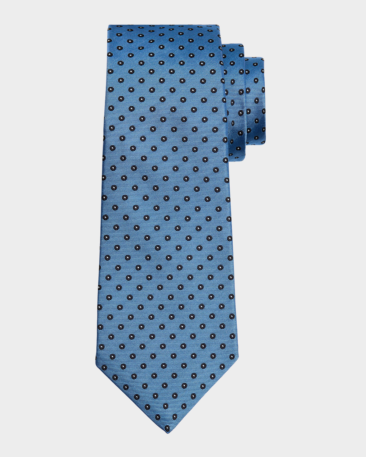 Kiton Men's Silk Polka Dot Jacquard Seven-fold Tie In Blue