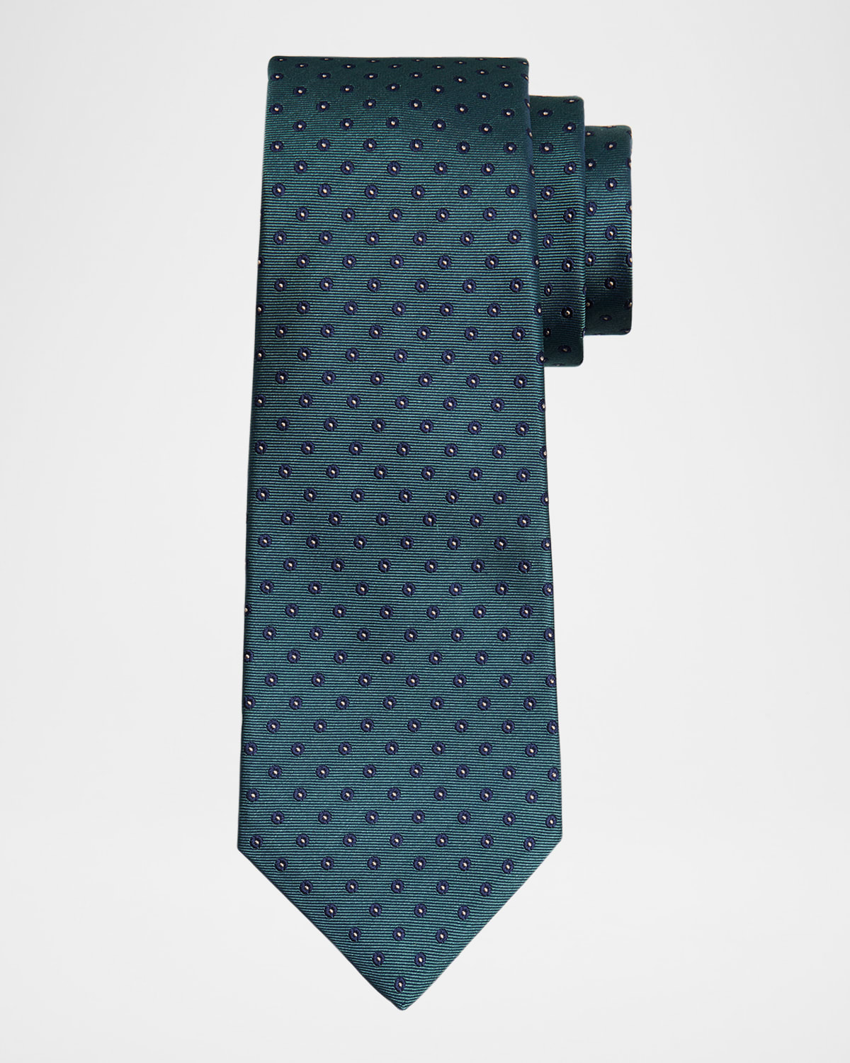 Kiton Men's Silk Polka Dot Jacquard Seven-fold Tie In Green