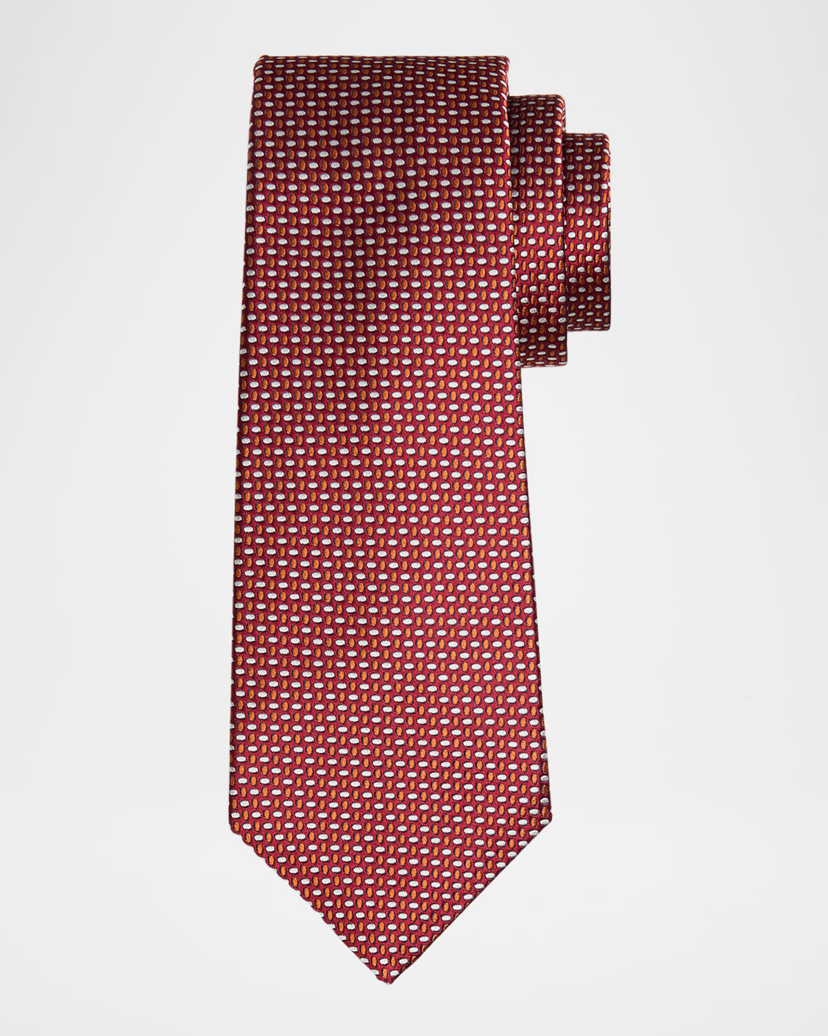 Kiton Men's Silk Woven Ovals Seven-fold Tie In Red