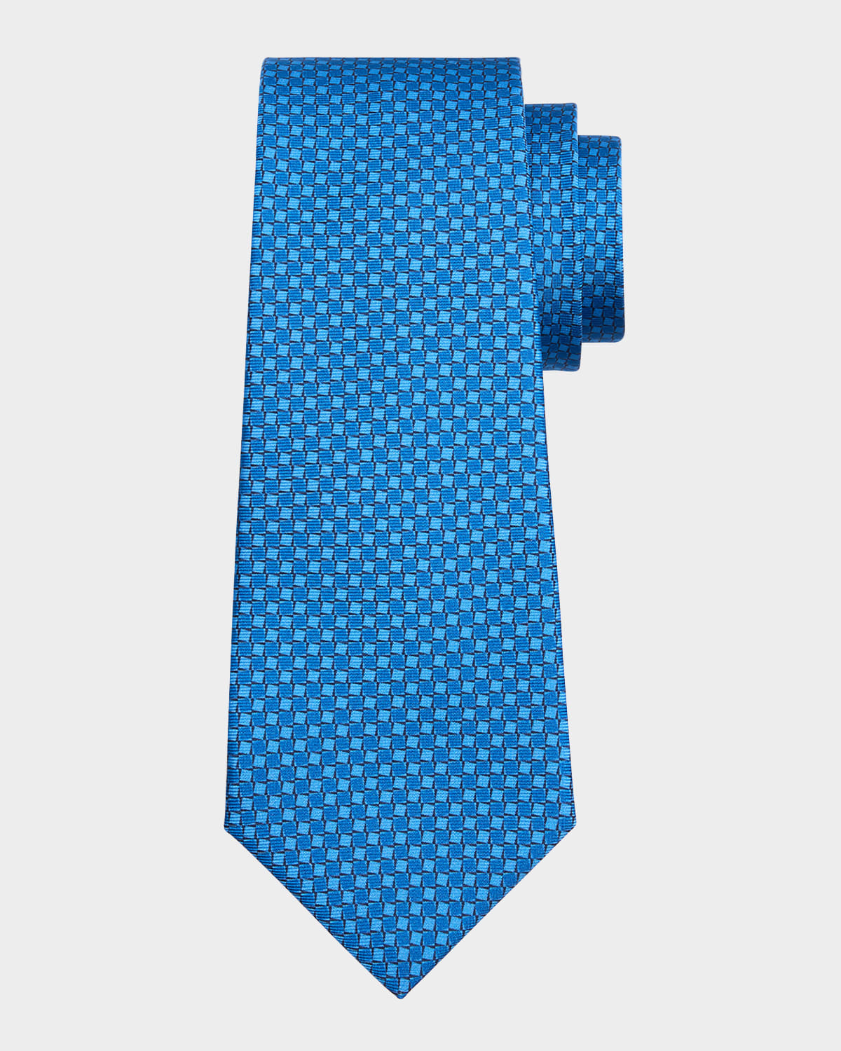 Kiton Men's Silk Small Square Seven-fold Tie In Blue