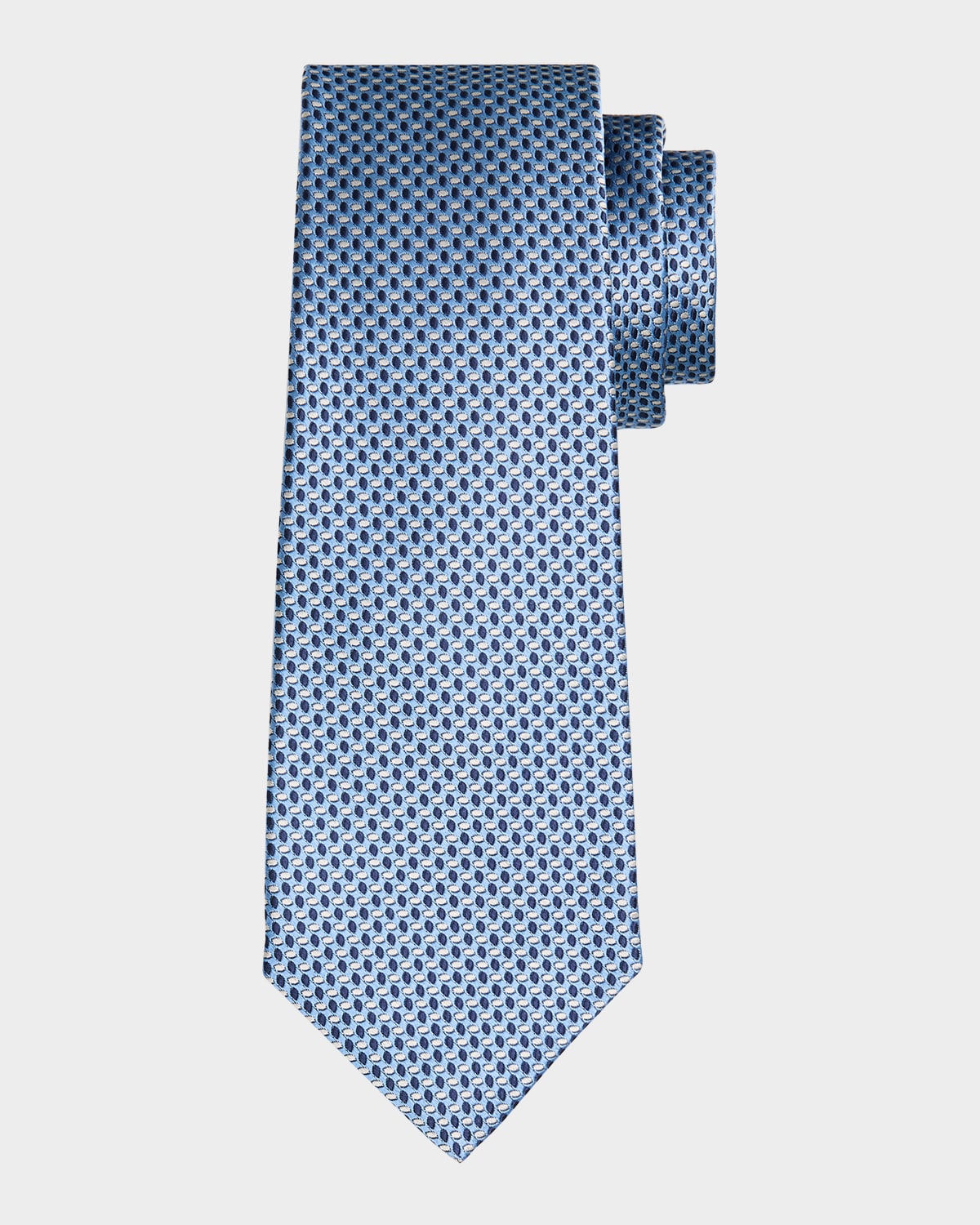 Kiton Men's Silk Woven Ovals Seven-fold Tie In Blue