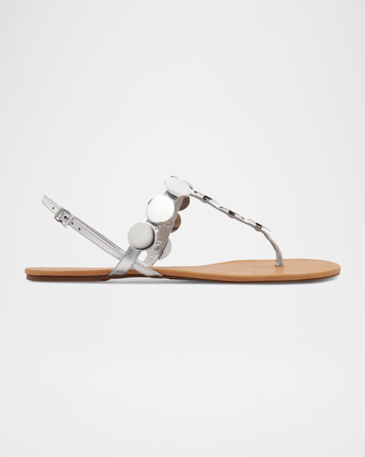 SCHUTZ ACACIA METALLIC COIN FLAT SANDALS 