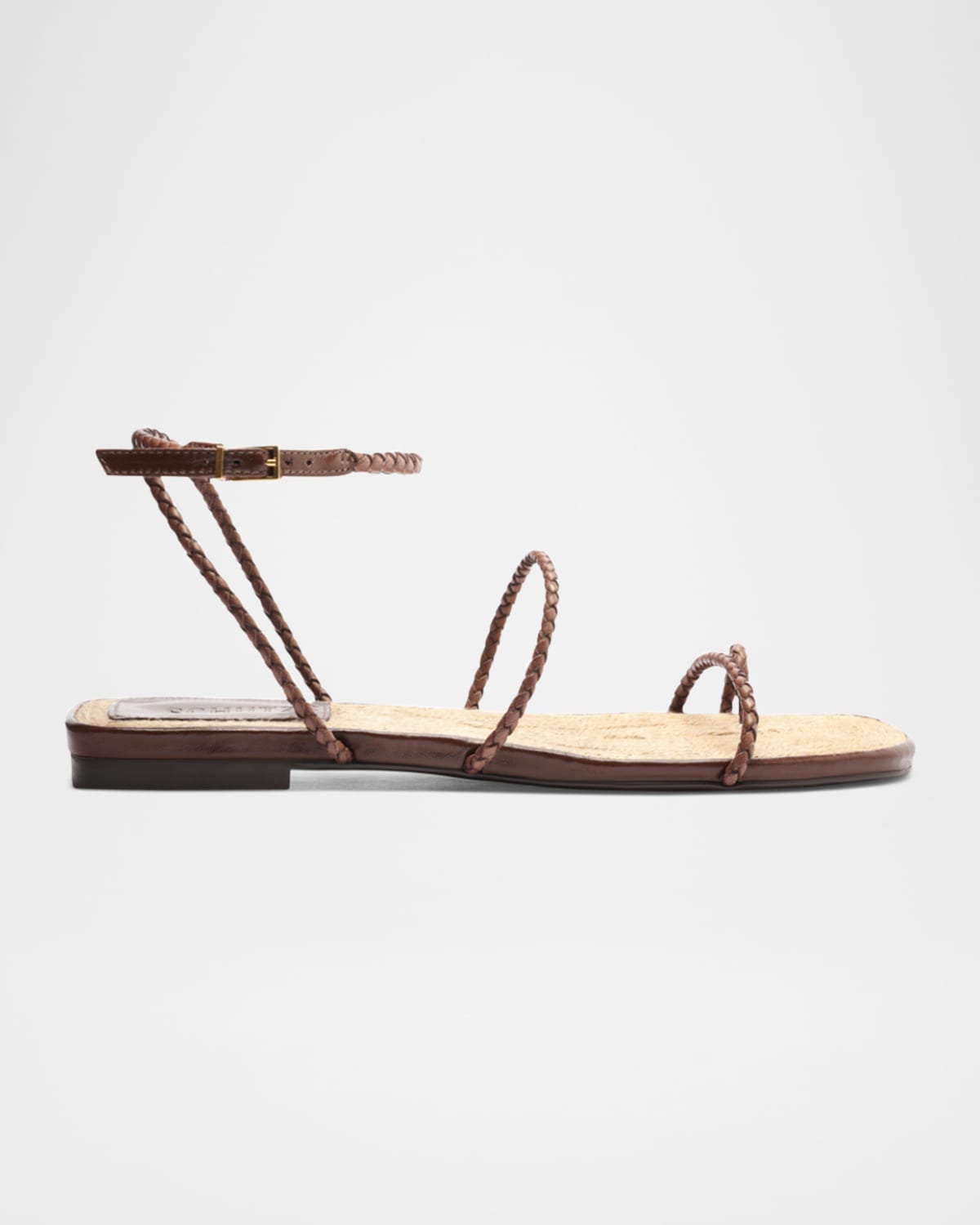 SCHUTZ KAYA BRAIDED LEATHER FLAT SANDALS 