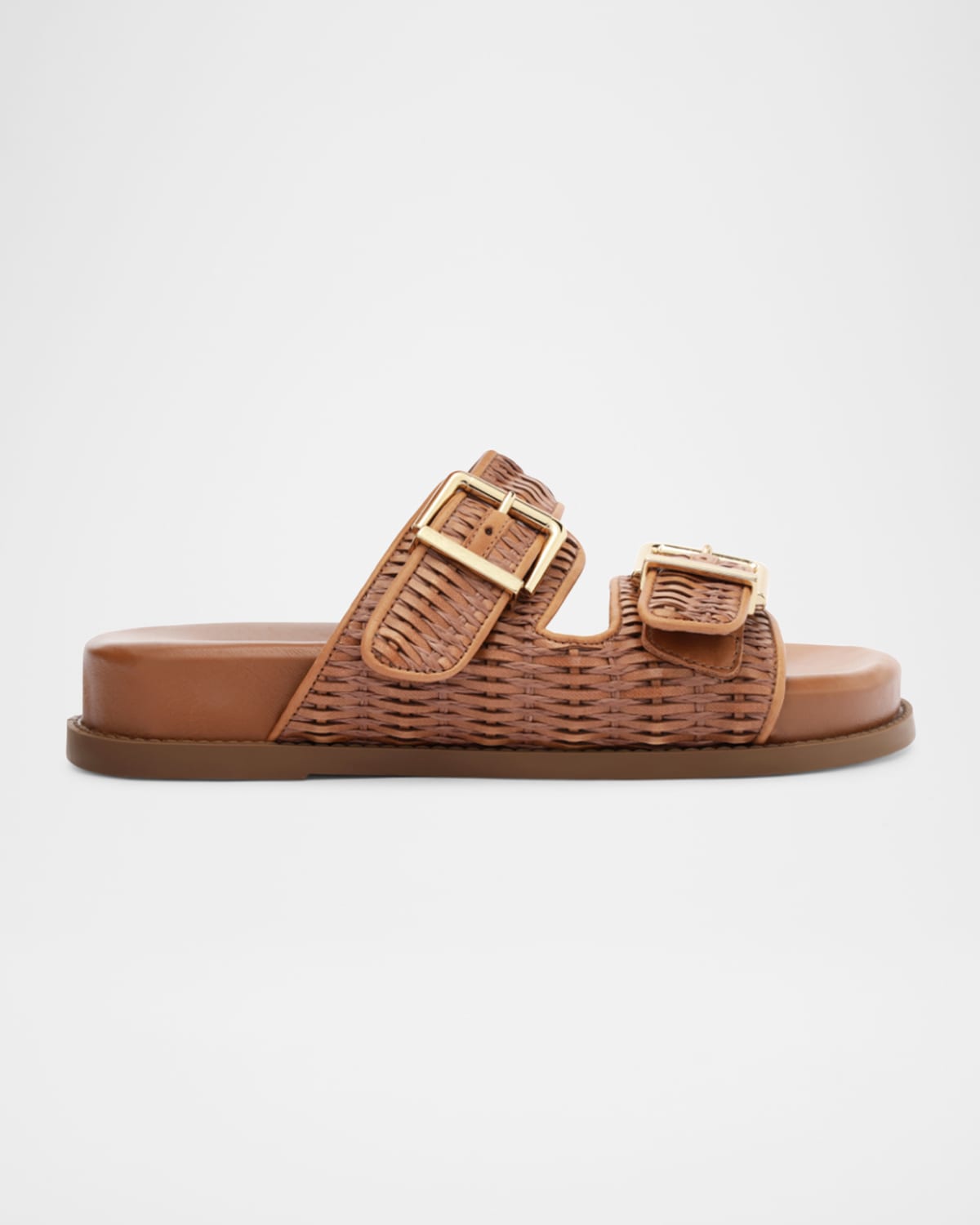 Naomi Woven Dual-Buckle Slide Sandals