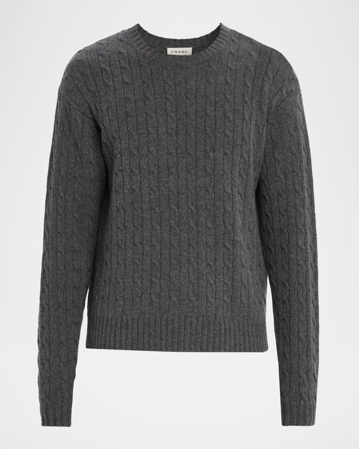 Men's Cable Knit Cashmere and Wool Crewneck Sweater