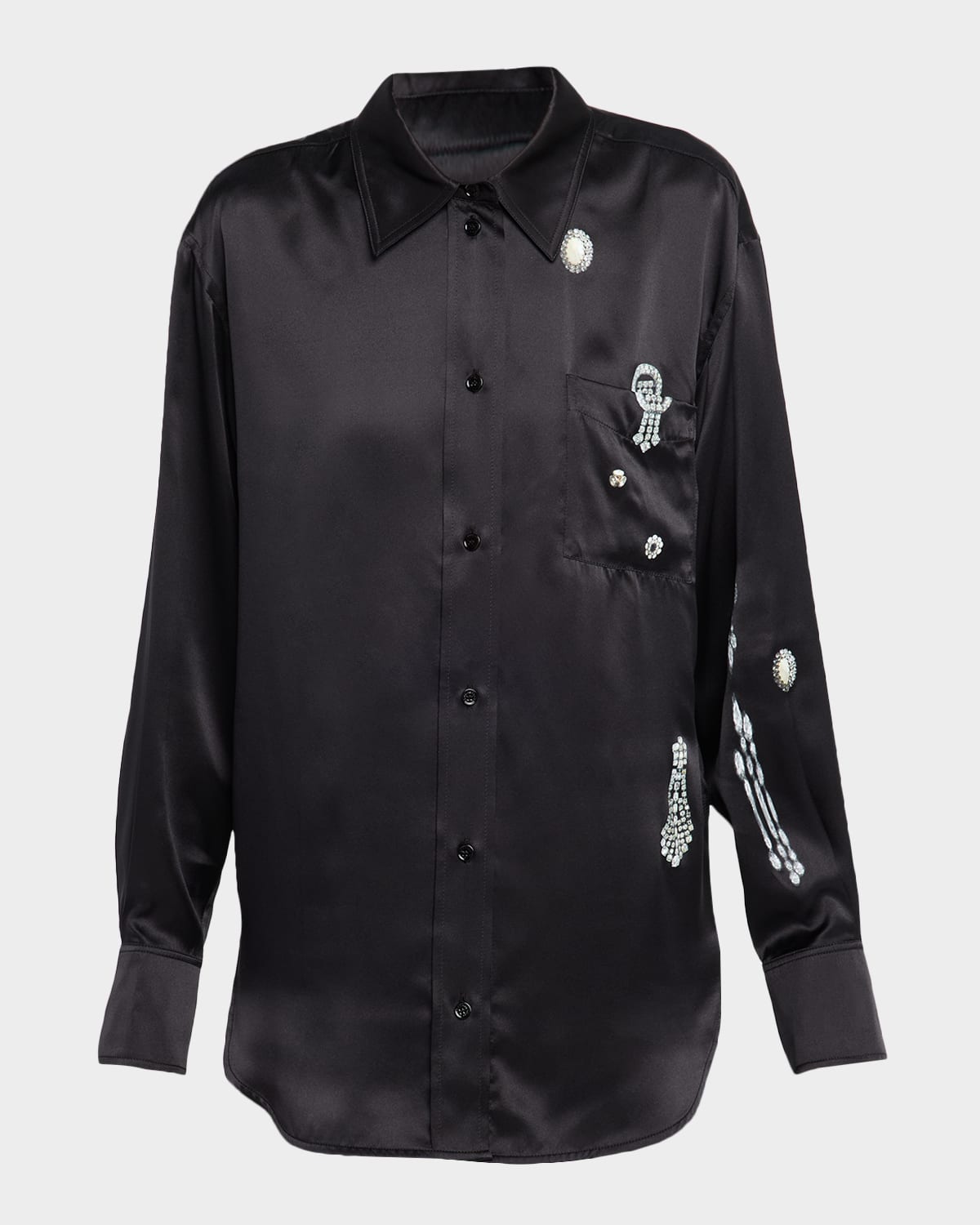 Victoria Beckham Crystal-print Silk Pajama Shirt