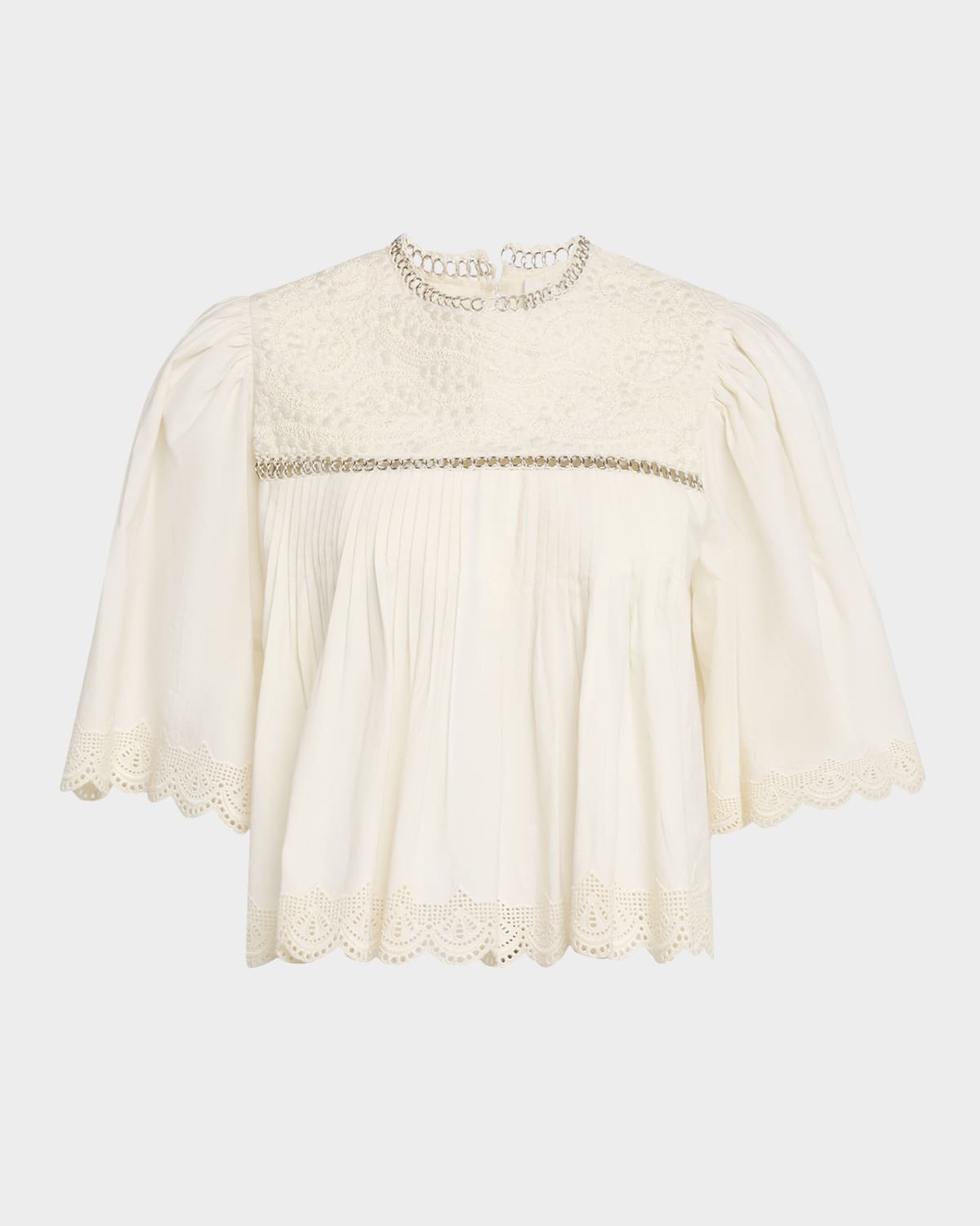 Larissa Embroidered Short-Sleeve Crop Top