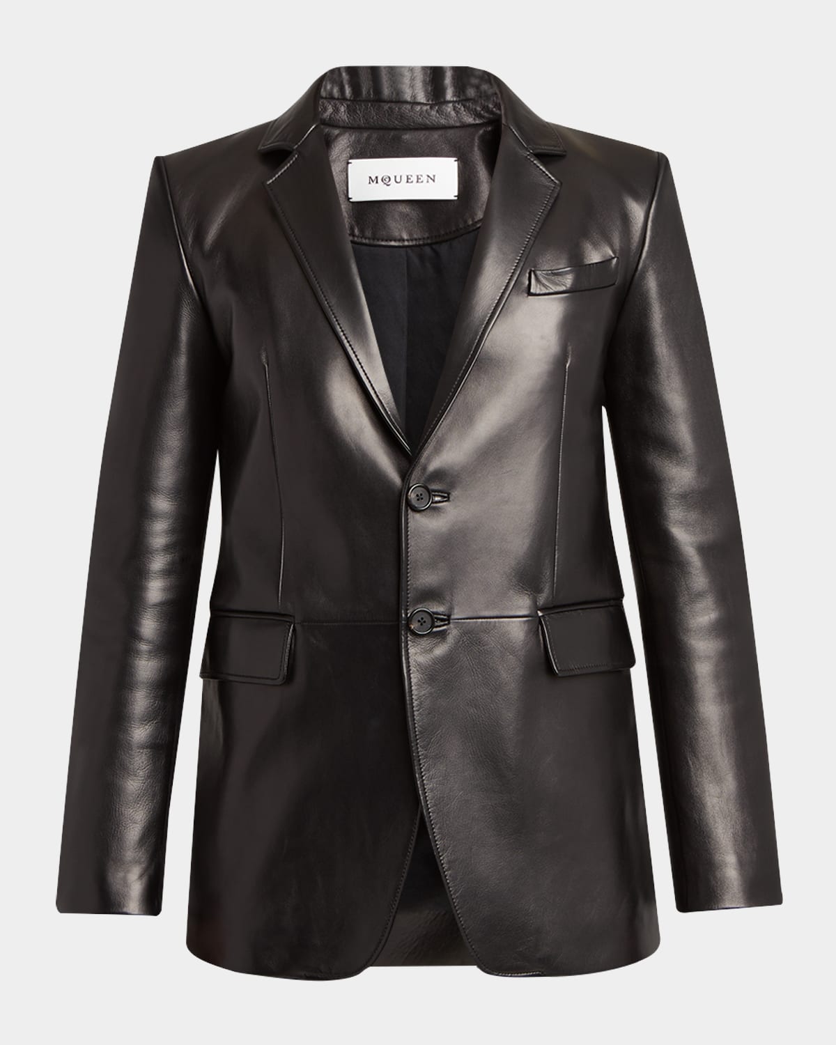 Men's Leather Two-Button Blazer