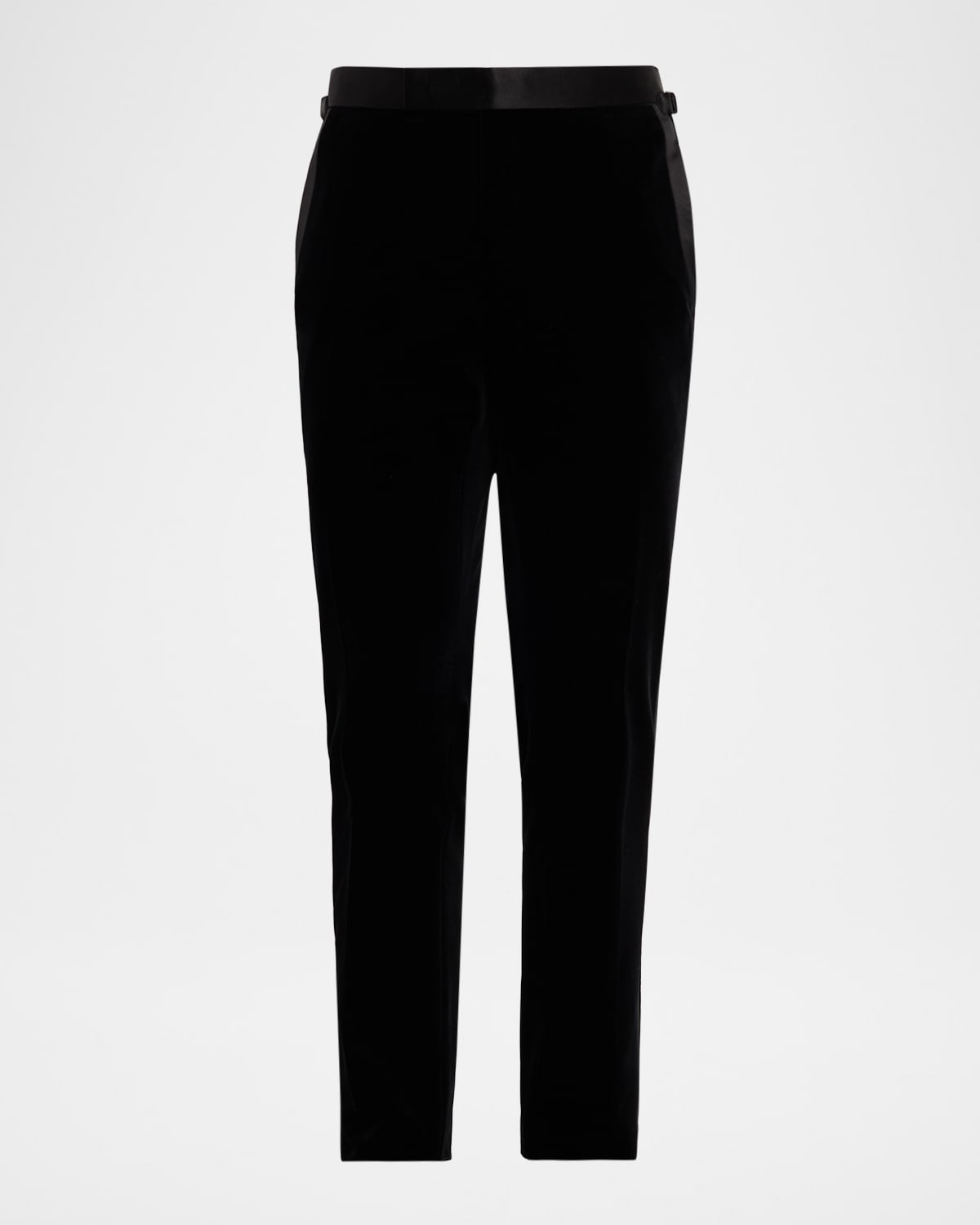 Tom Ford Men's Shelton Velvet Tuxedo Stripe Formal Pants In Black