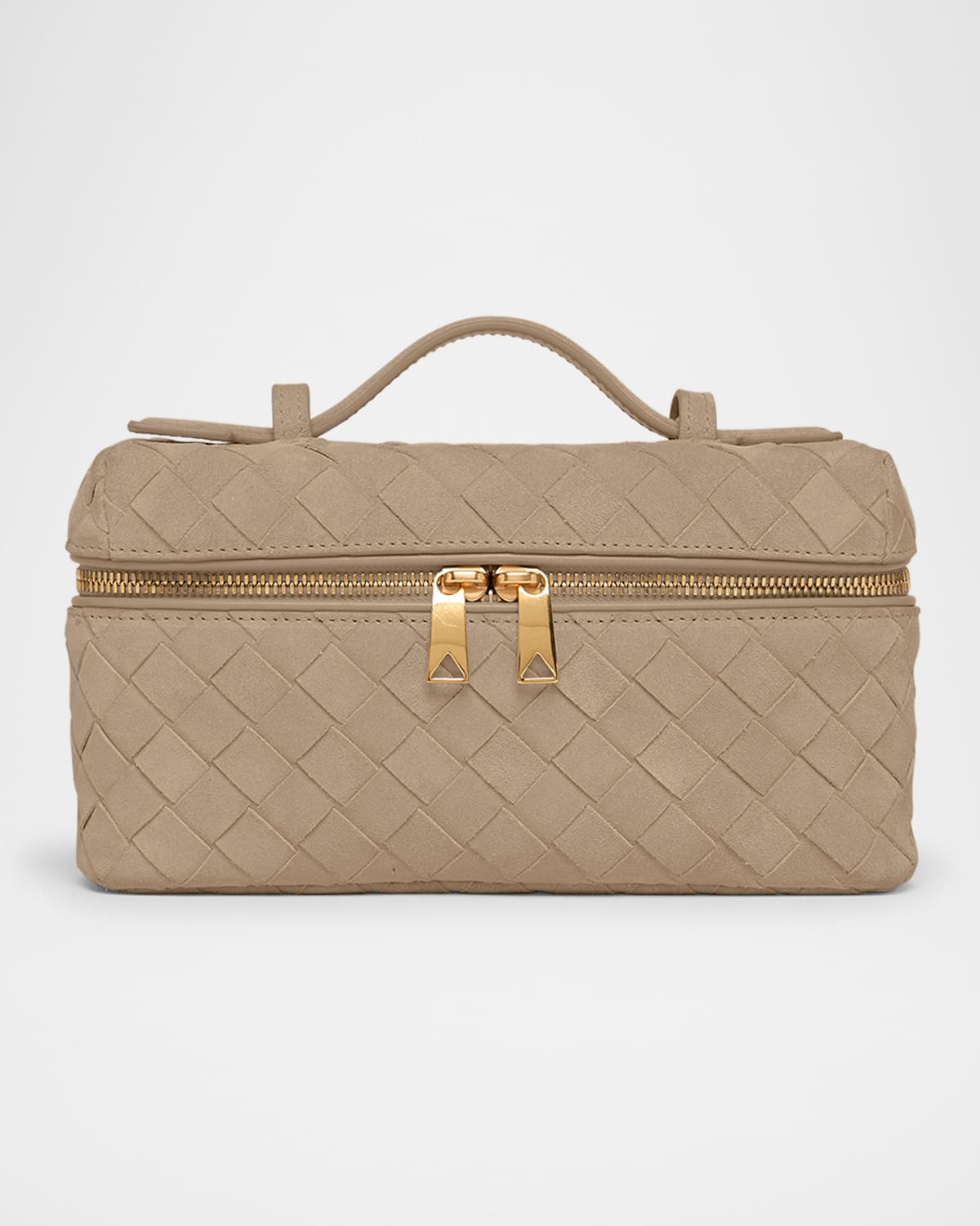 Bottega Veneta Bang Bang Vanity Intrecciato Suede Crossbody Bag In Sand