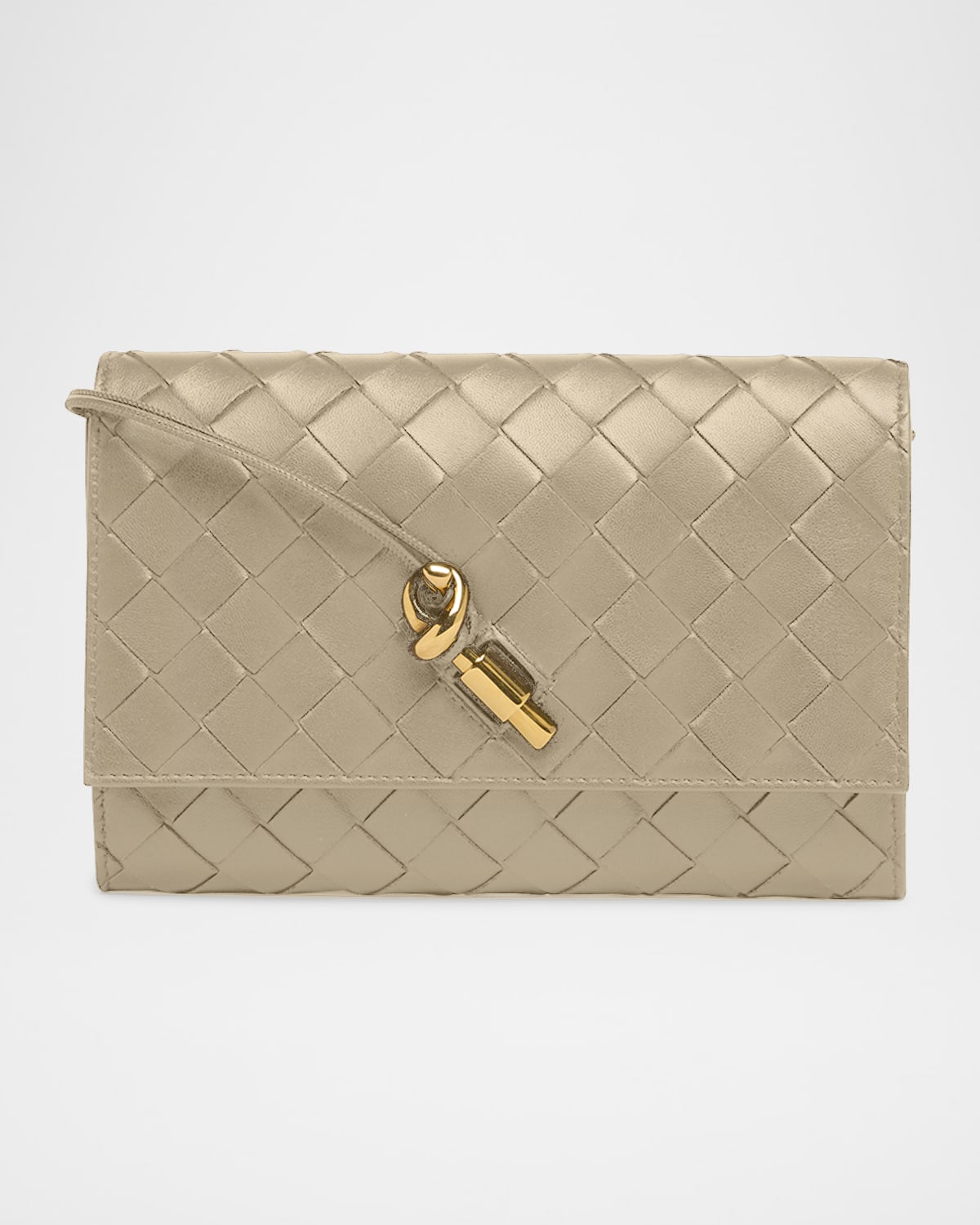 Bottega Veneta Andiamo Metallic Leather Pouch Bag