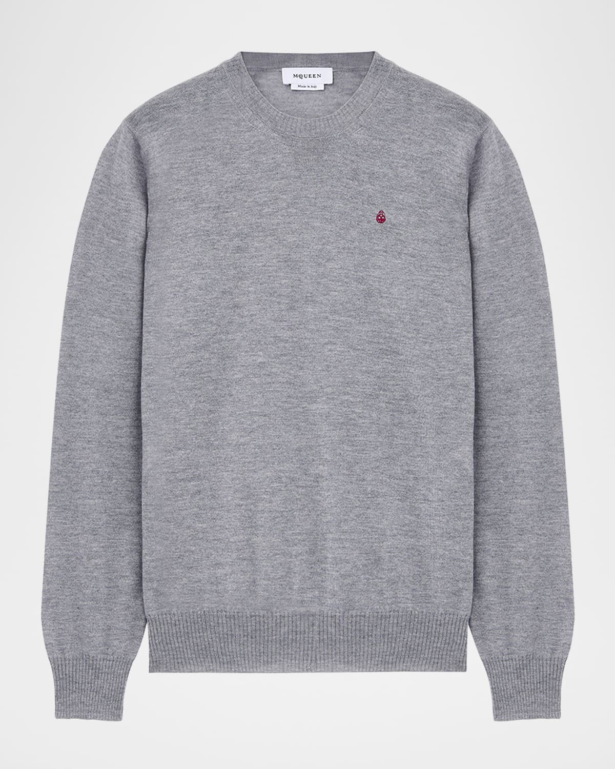 Alexander Mcqueen Men's Merino Wool Skull-embroidered Crewneck Sweater In Multi