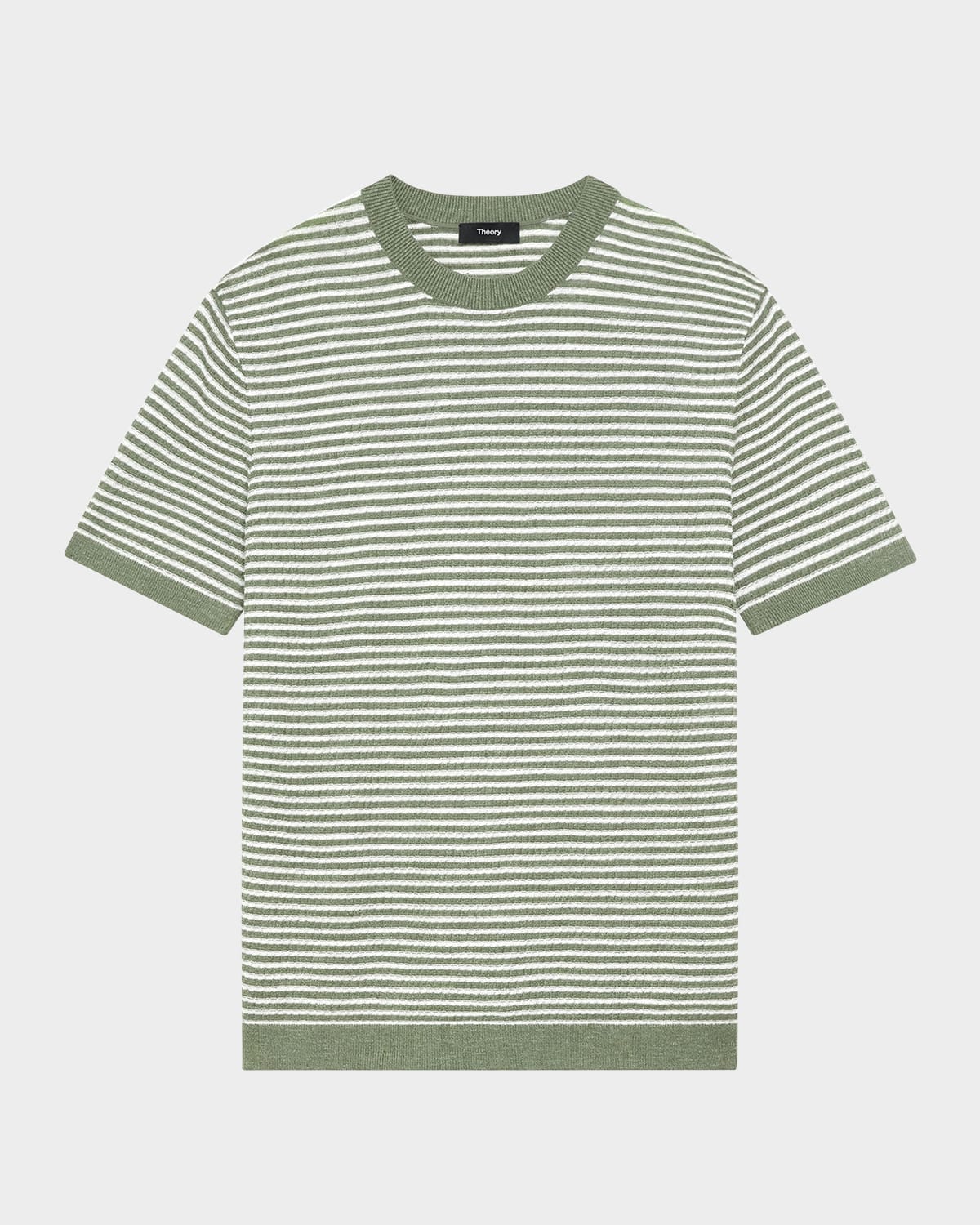 Men's Stripe Knit Short-Sleeve Crewneck Sweater