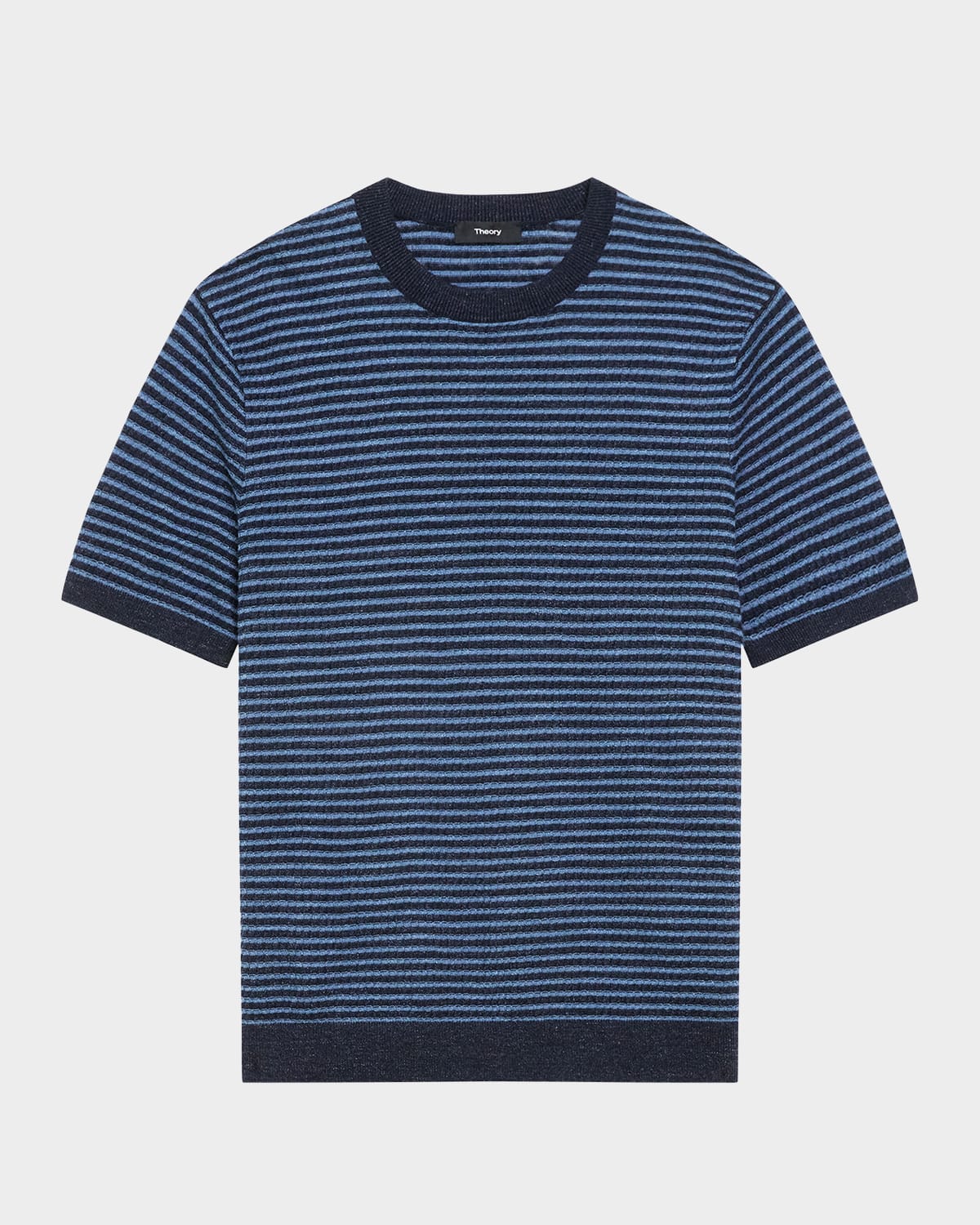 Men's Stripe Knit Short-Sleeve Crewneck Sweater