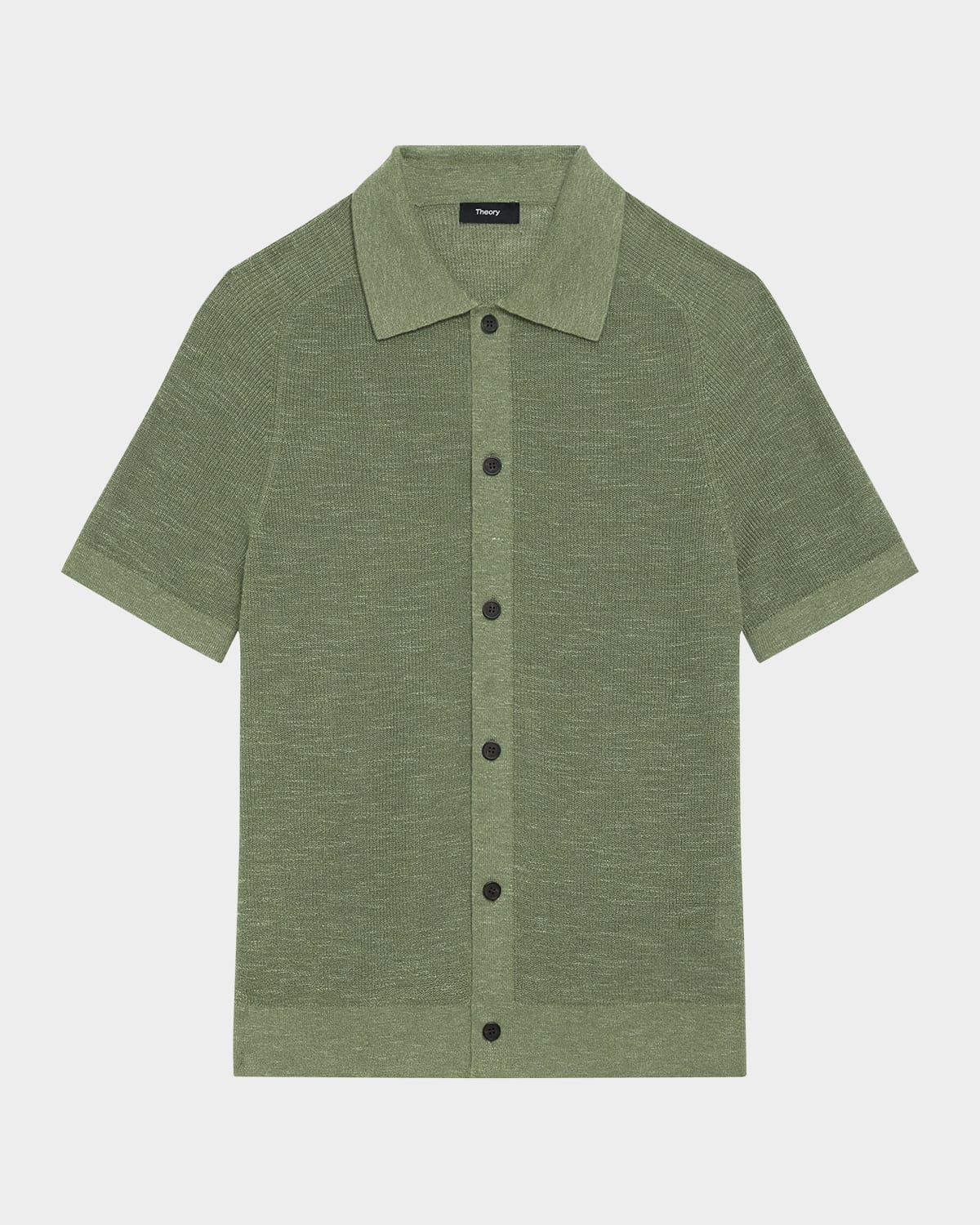 Men's Ribbed Linen-Blend Short-Sleeve Sweater