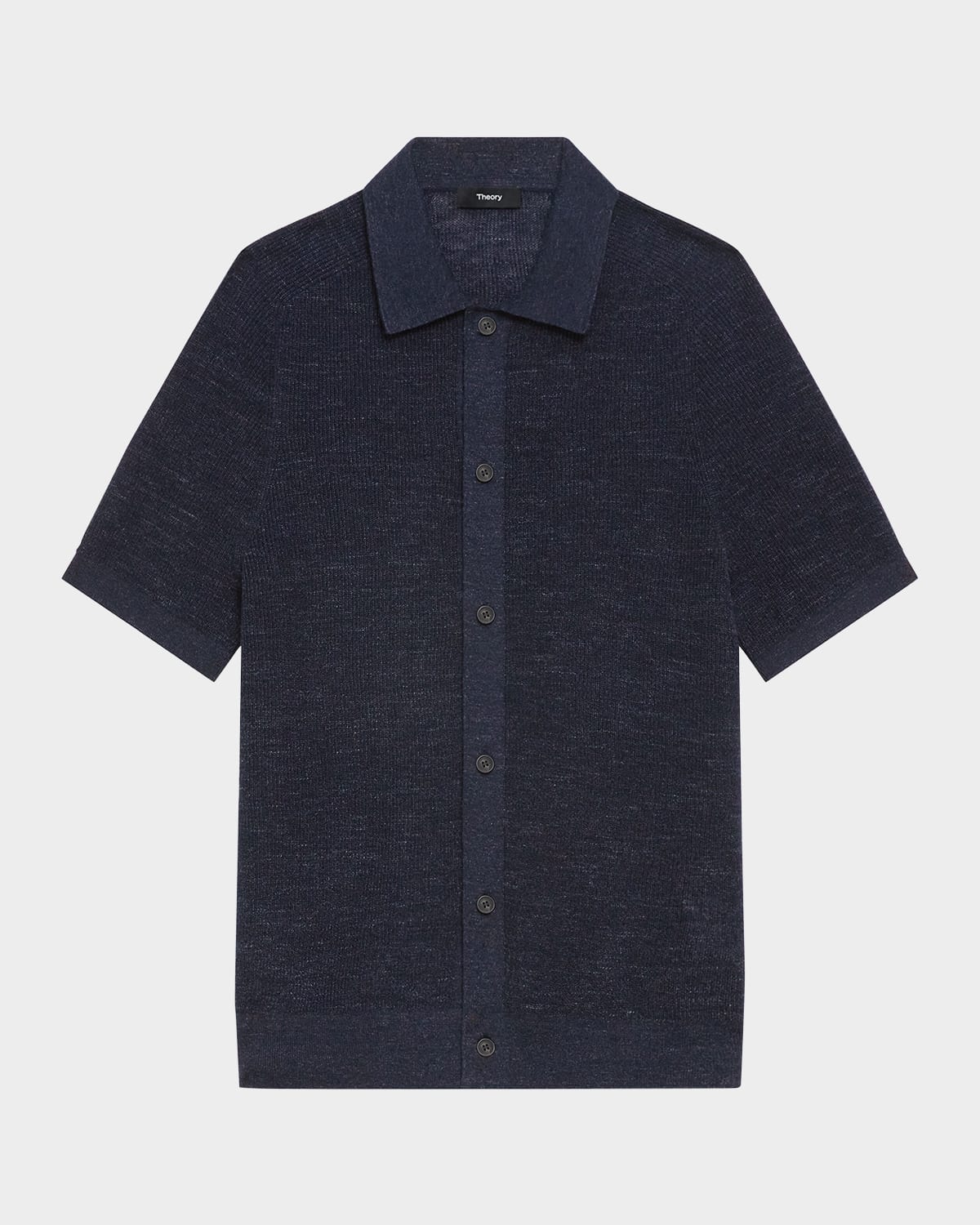 Men's Ribbed Linen-Blend Short-Sleeve Sweater