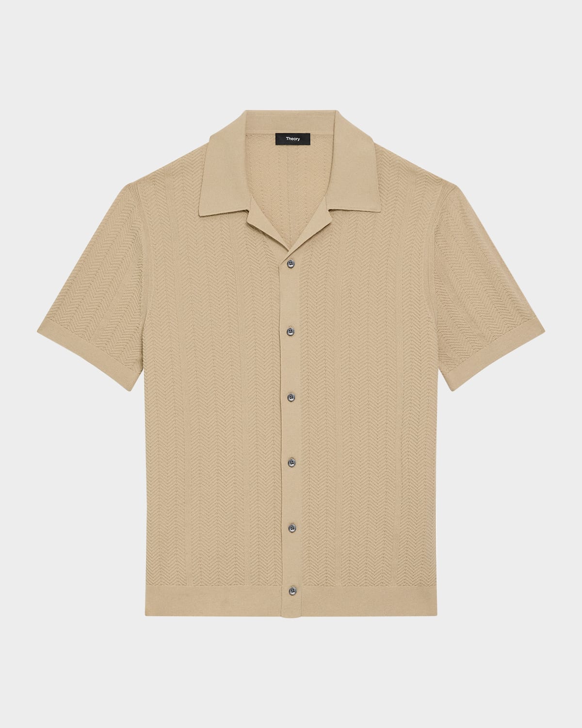 Theory Men's Herringbone Knit Camp Shirt