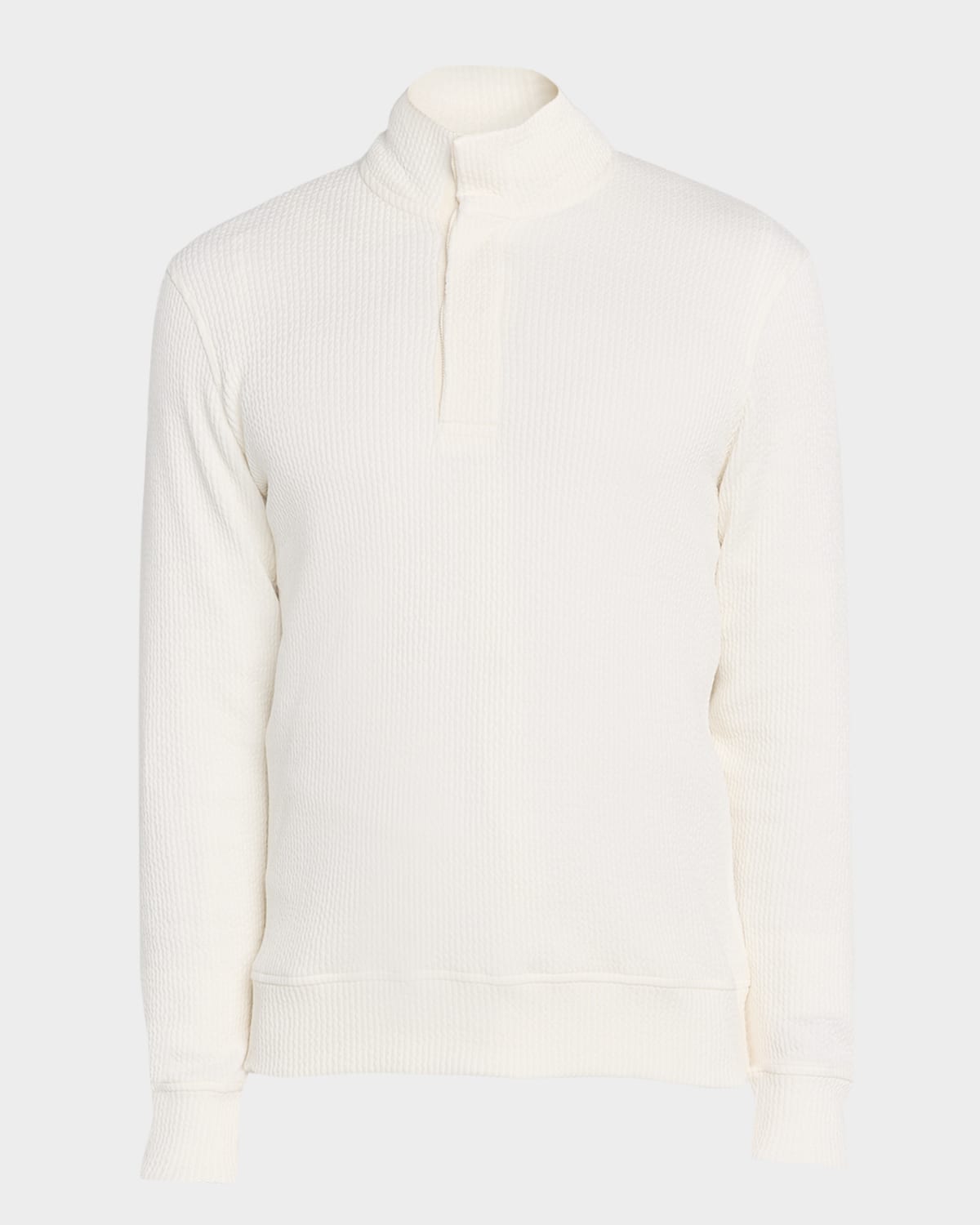 Orlebar Brown Men's Mazari Capri Collar Three-button Seersucker Sweater In White