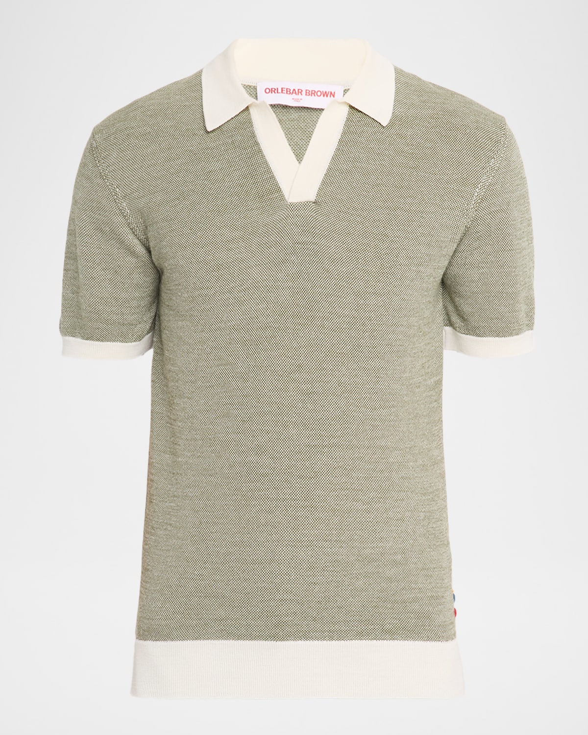 Men's Tailored-Fit Wool and Cotton Knit Johnny Collar Polo Shirt