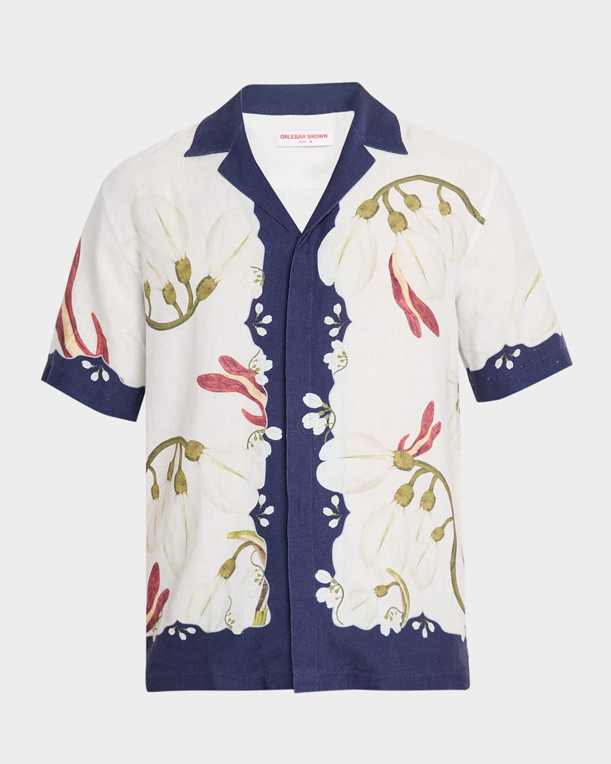 Orlebar Brown Men 's Linen Maitan Orchis Camp Shirt